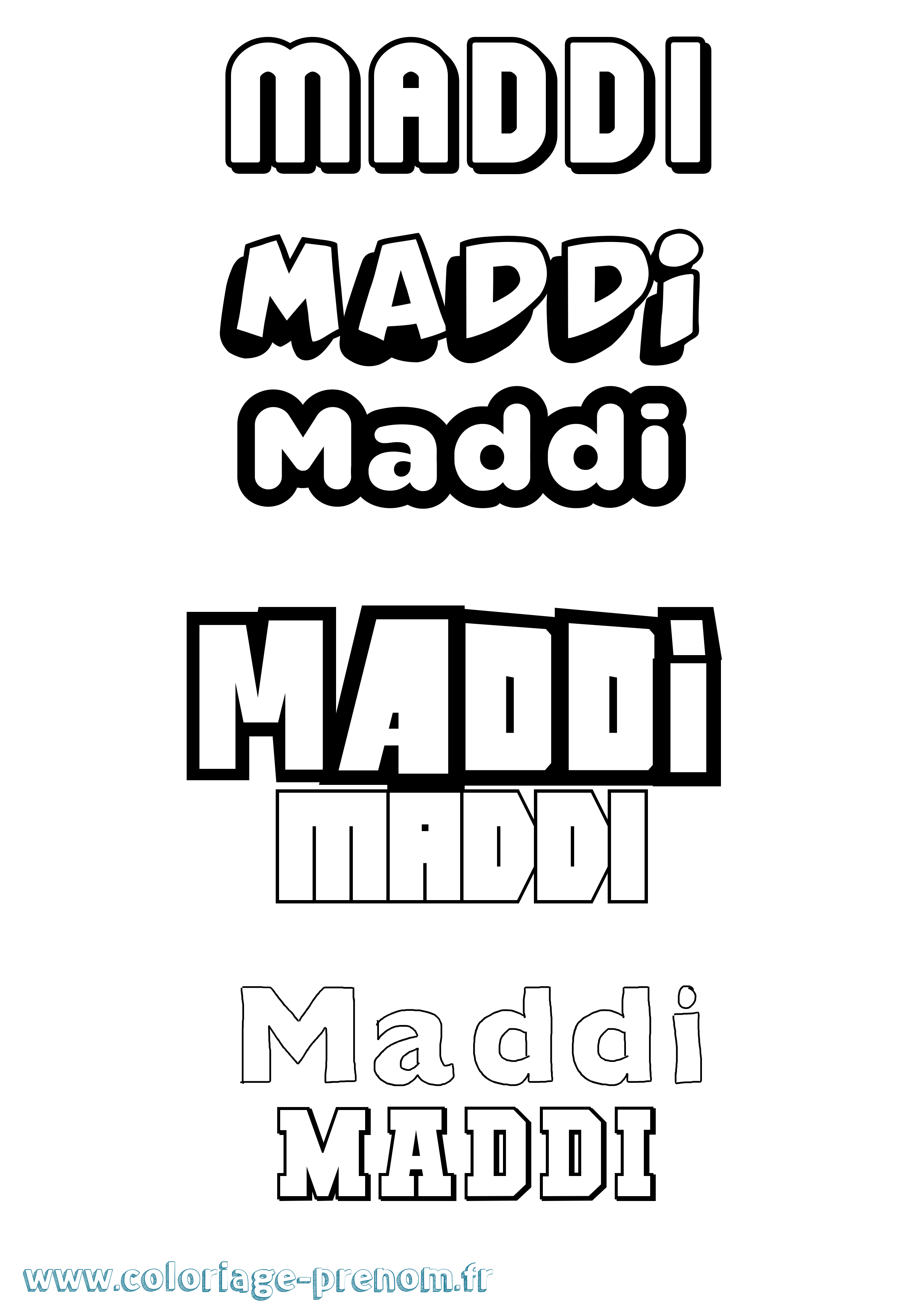 Coloriage prénom Maddi Simple