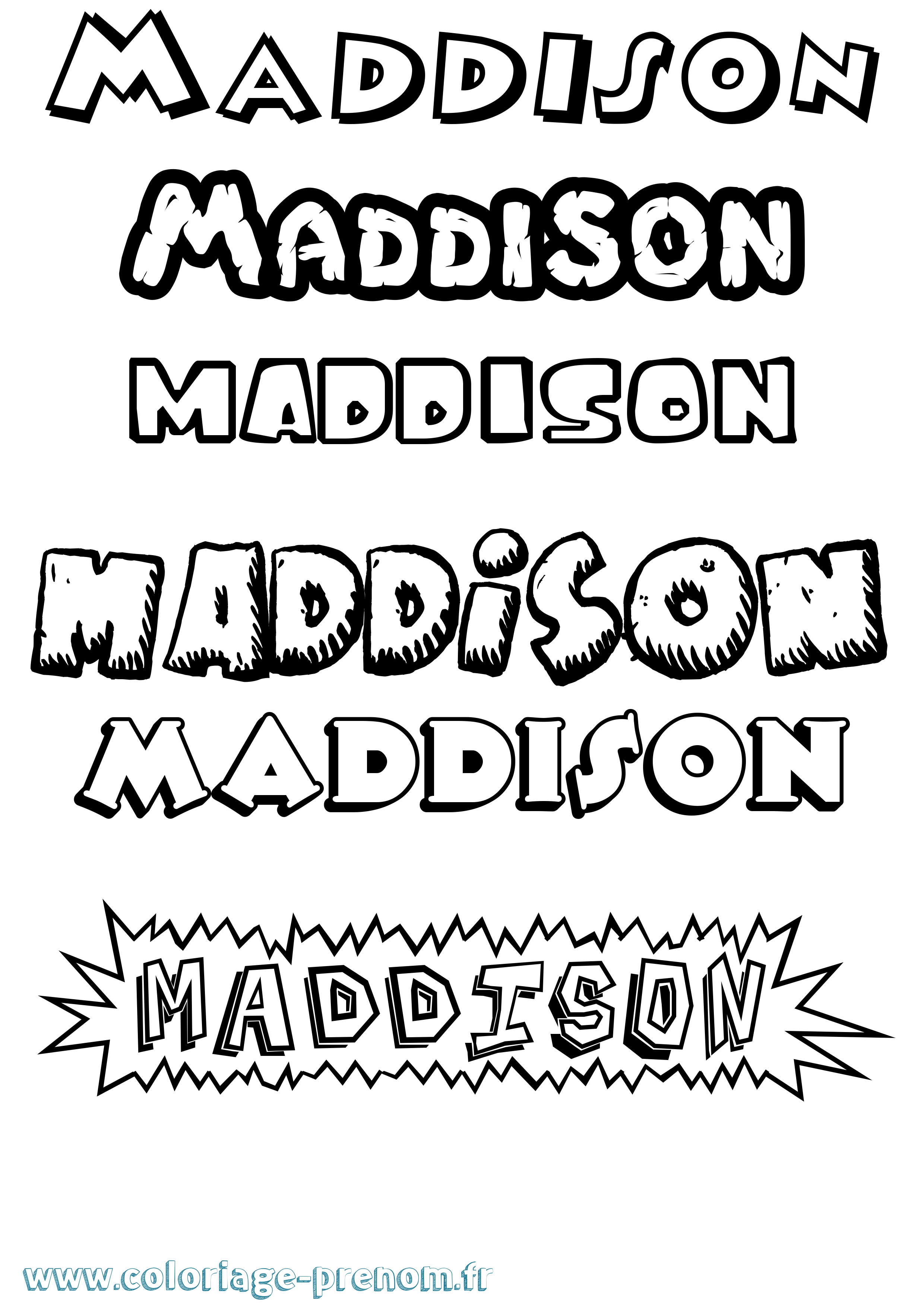 Coloriage Maddison Dessin Animé Coloriage prénom Maddison Dessin Animé
