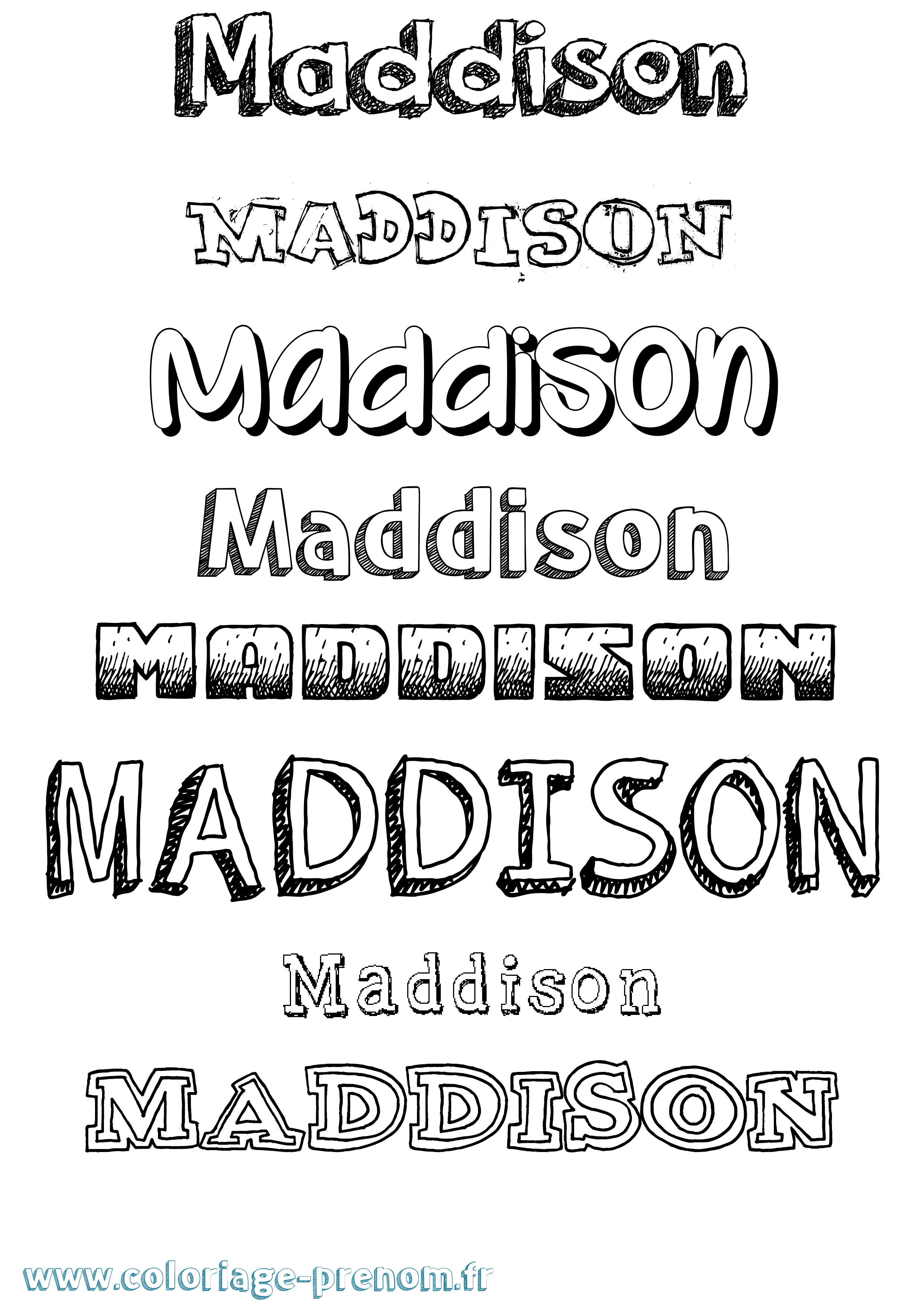 Coloriage Maddison Dessiné Coloriage prénom Maddison Dessiné