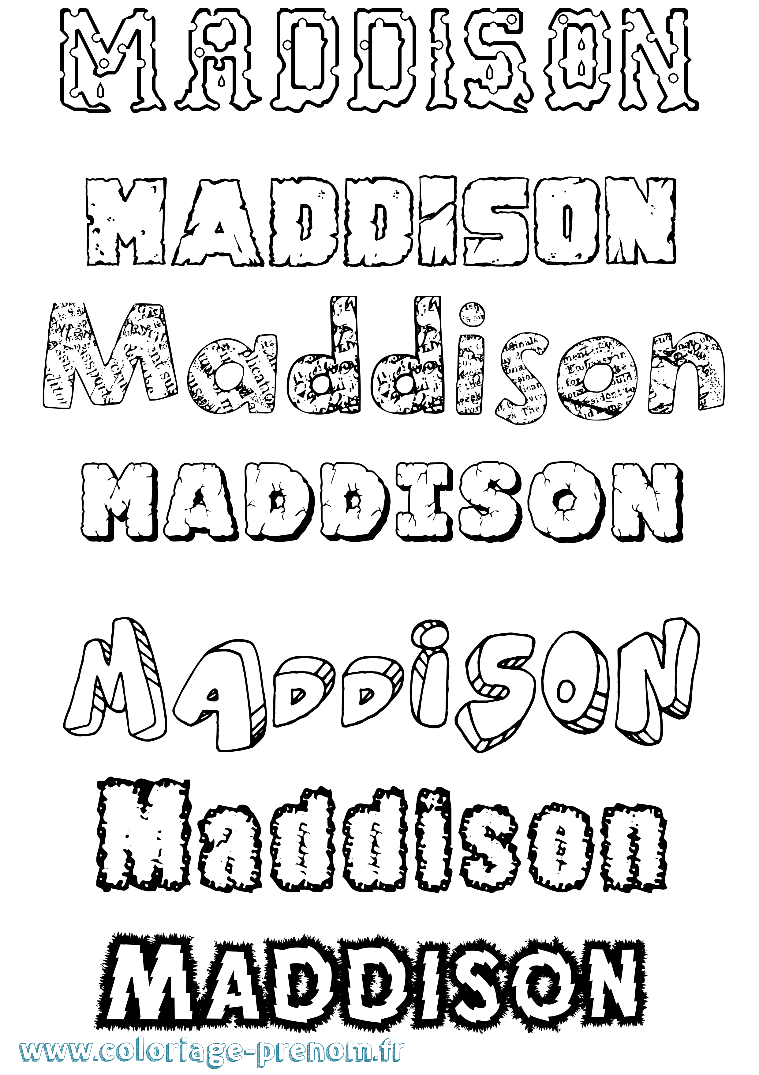 Coloriage Maddison Destructuré Coloriage prénom Maddison Destructuré