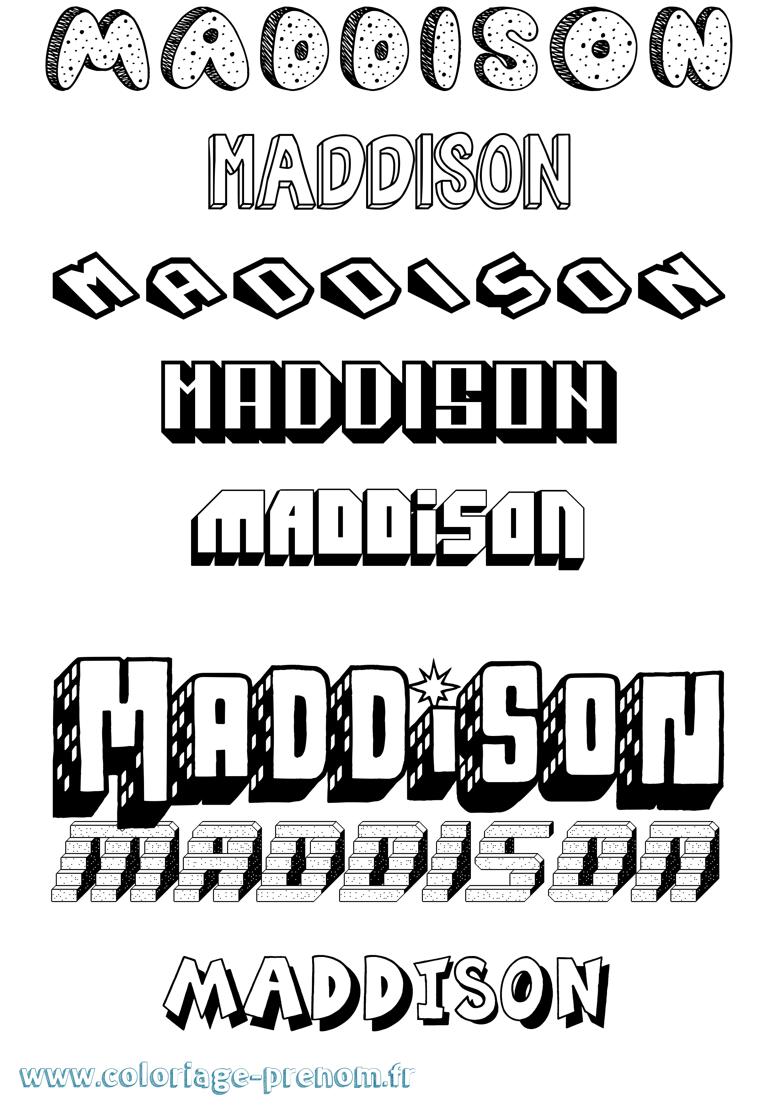 Coloriage Maddison Effet 3D Coloriage prénom Maddison Effet 3D