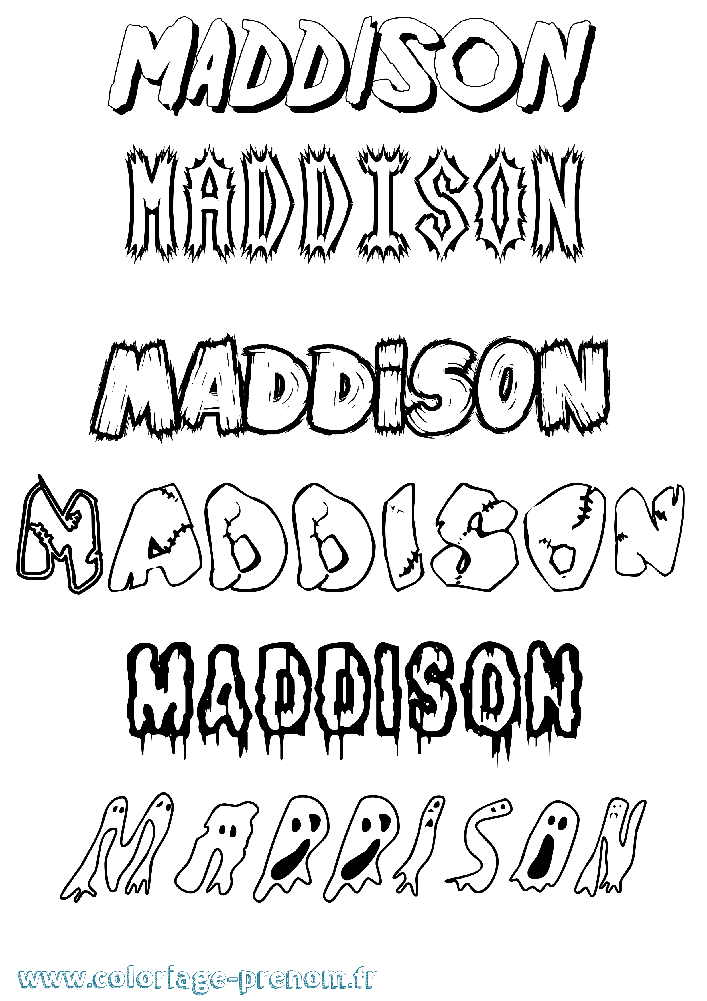 Coloriage Maddison Frisson Coloriage prénom Maddison Frisson