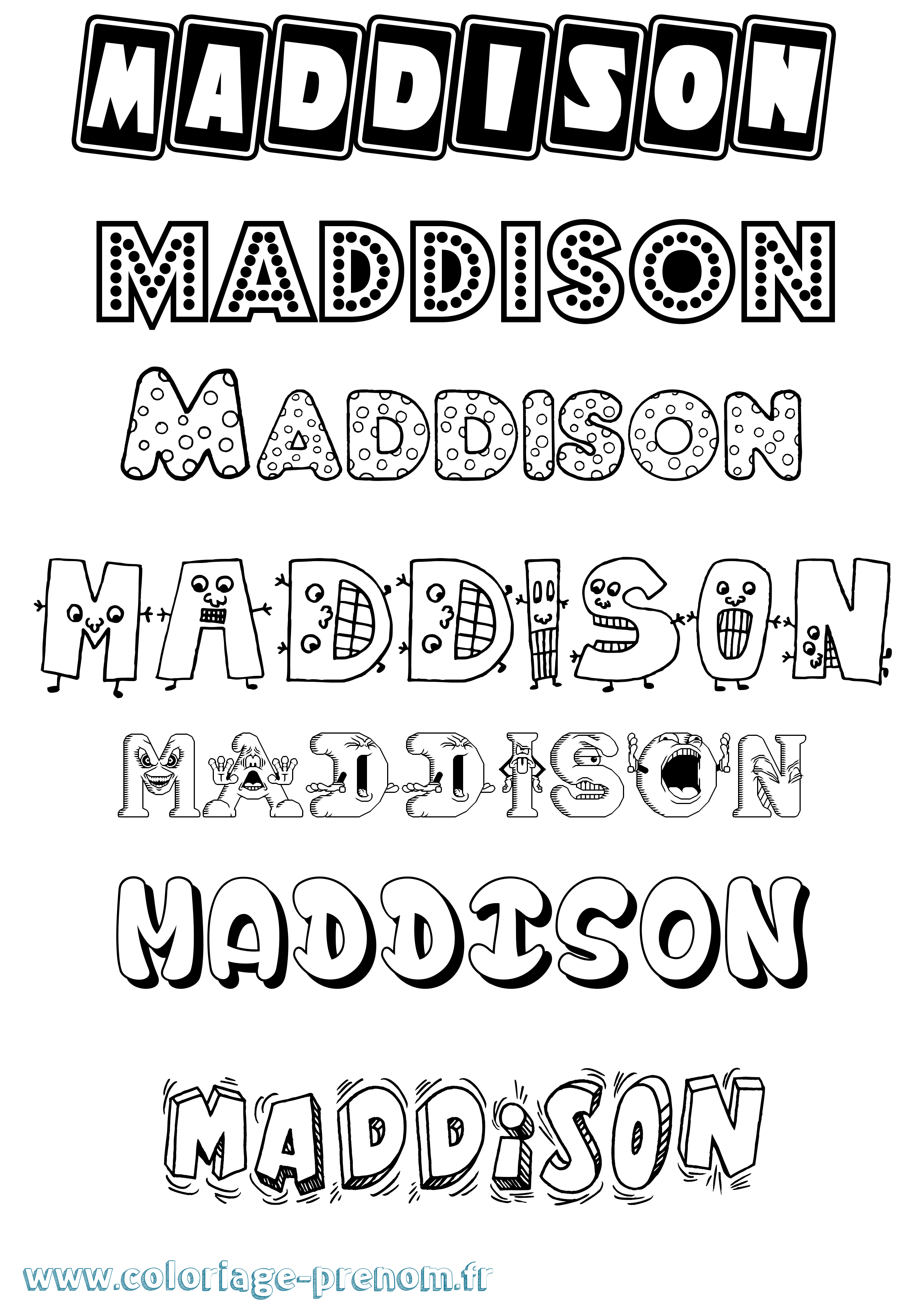 Coloriage prénom Maddison Fun