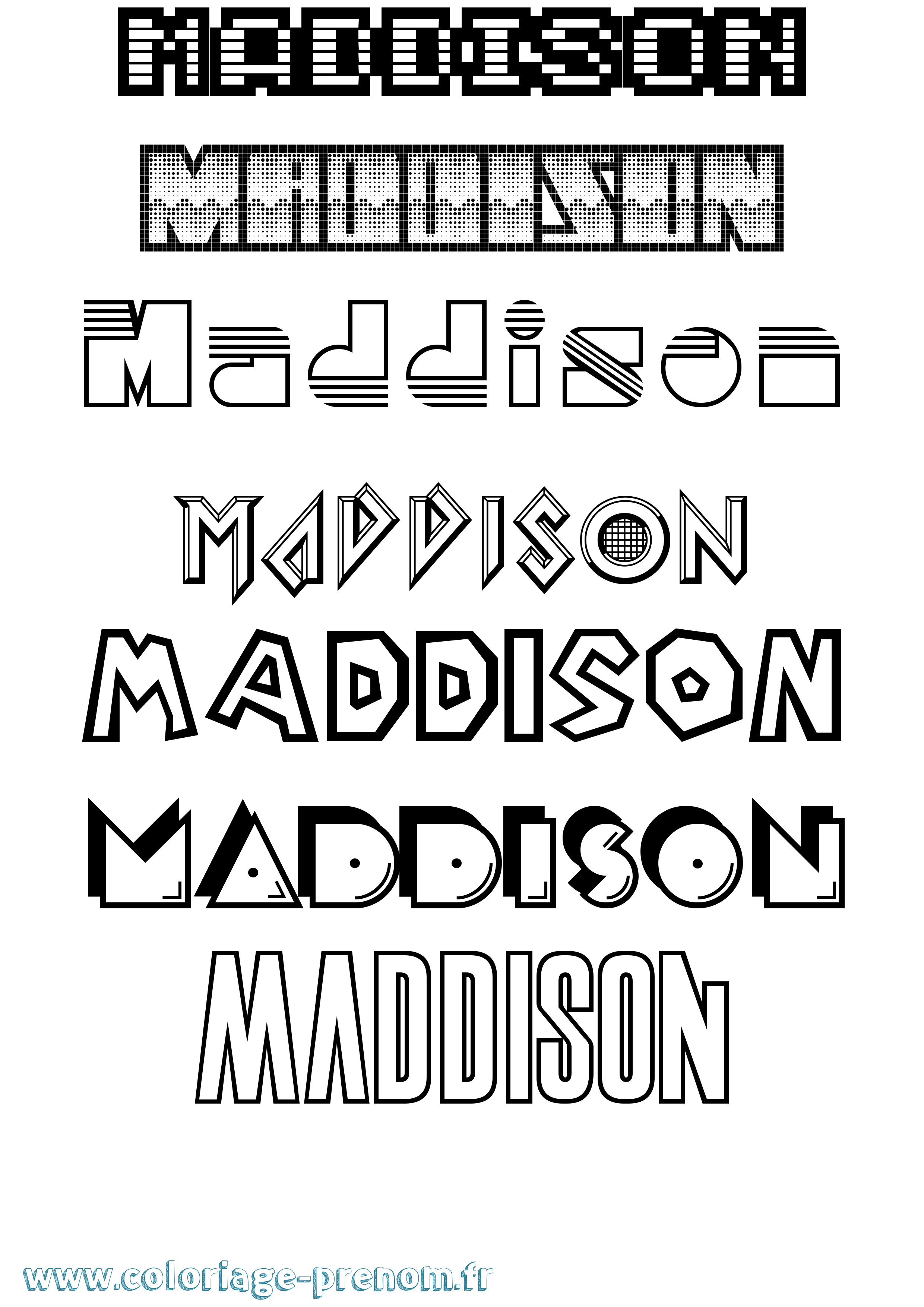 Coloriage prénom Maddison Jeux Vidéos