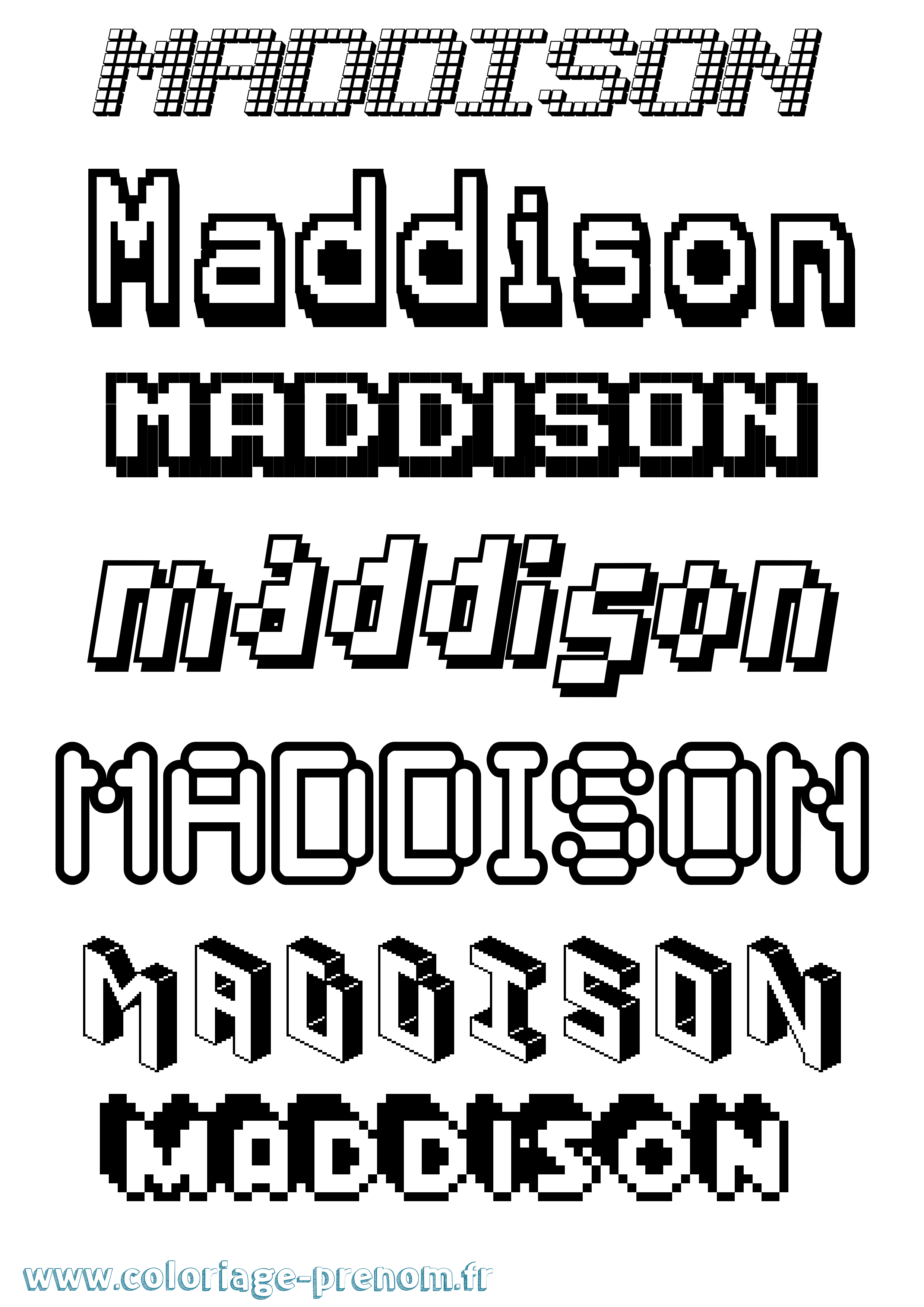 Coloriage Maddison Pixel Coloriage prénom Maddison Pixel