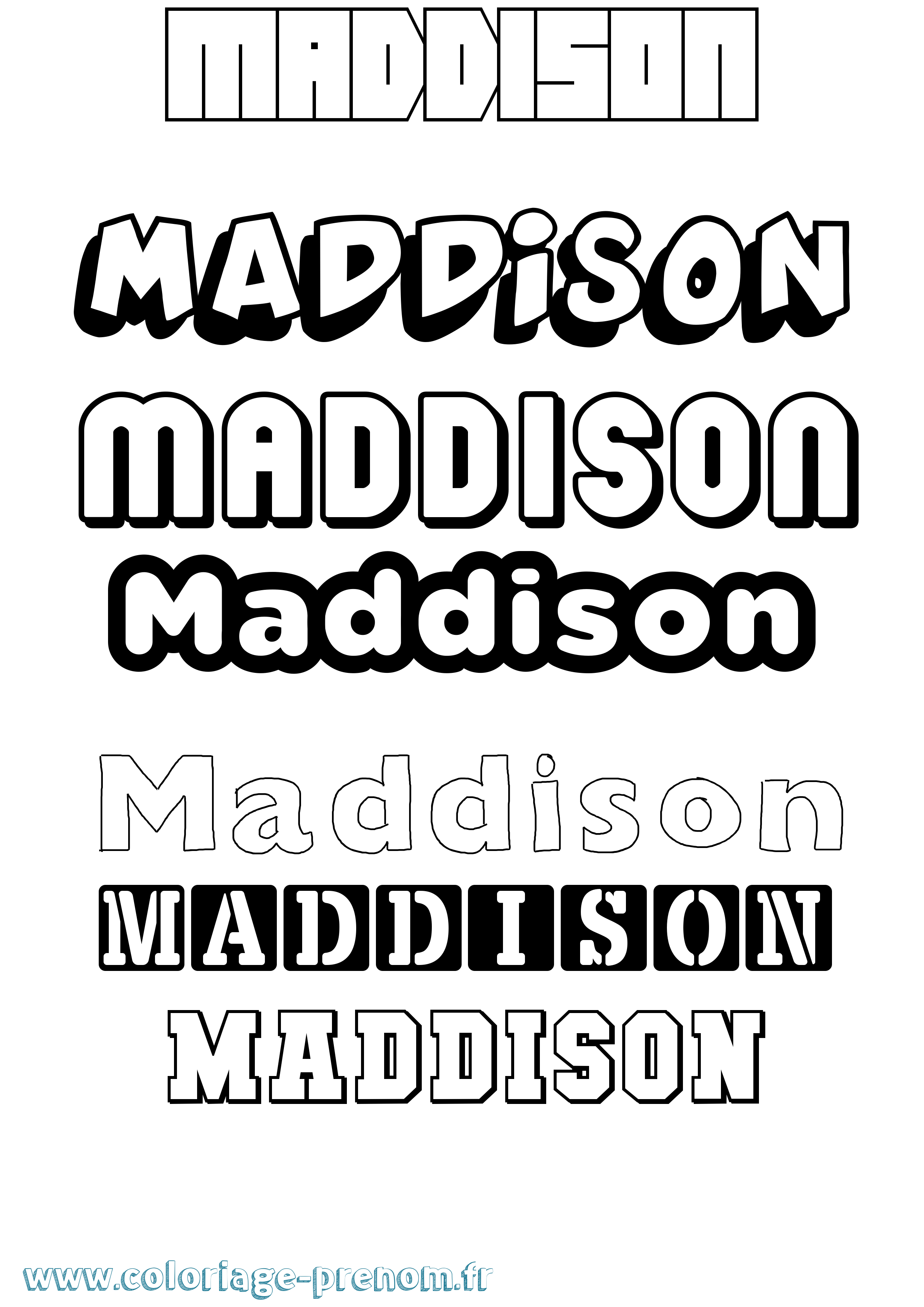 Coloriage prénom Maddison Simple