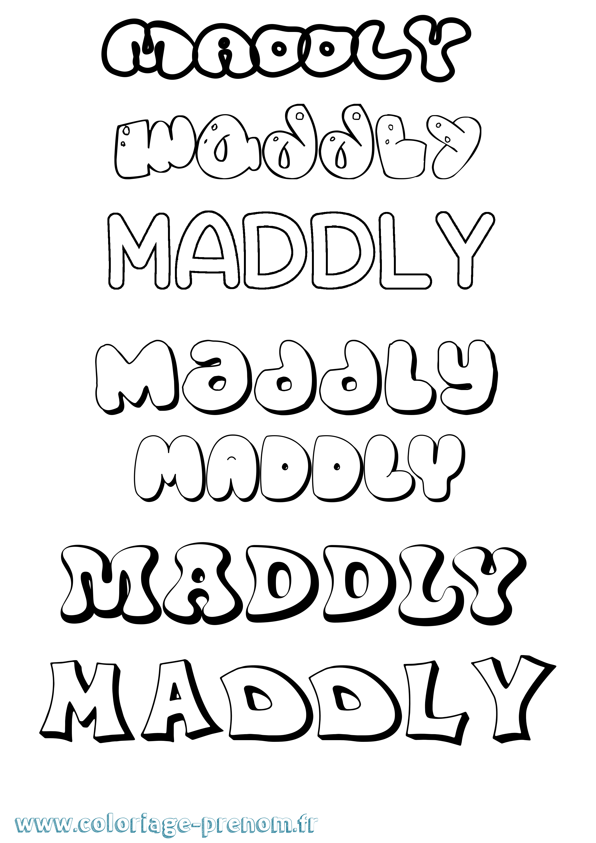 Coloriage prénom Maddly Bubble