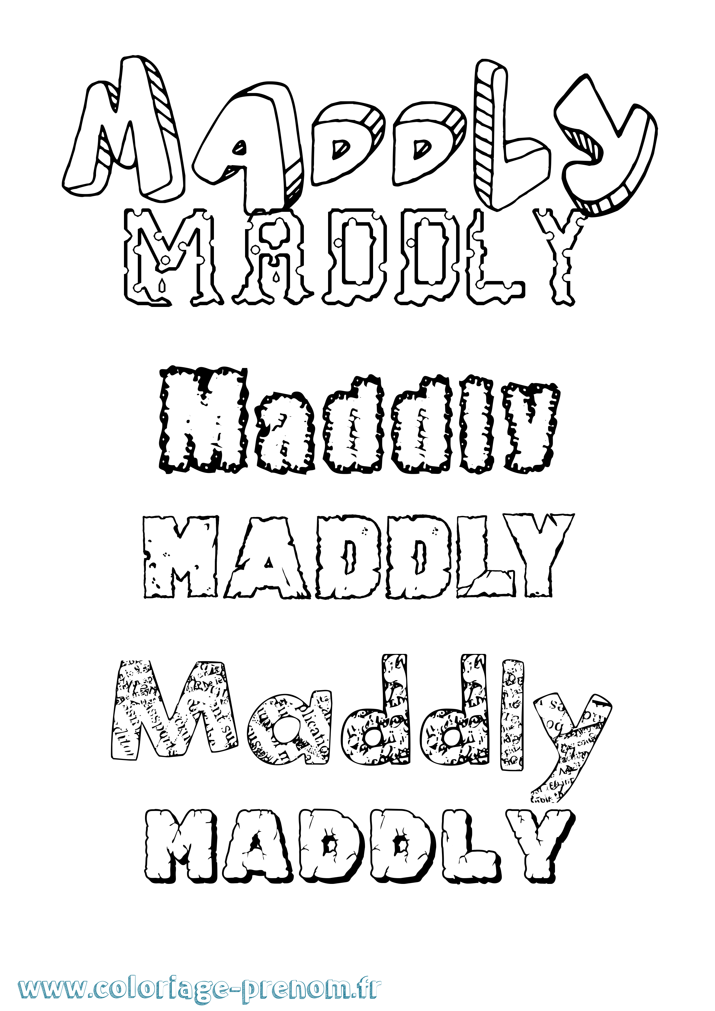 Coloriage prénom Maddly Destructuré