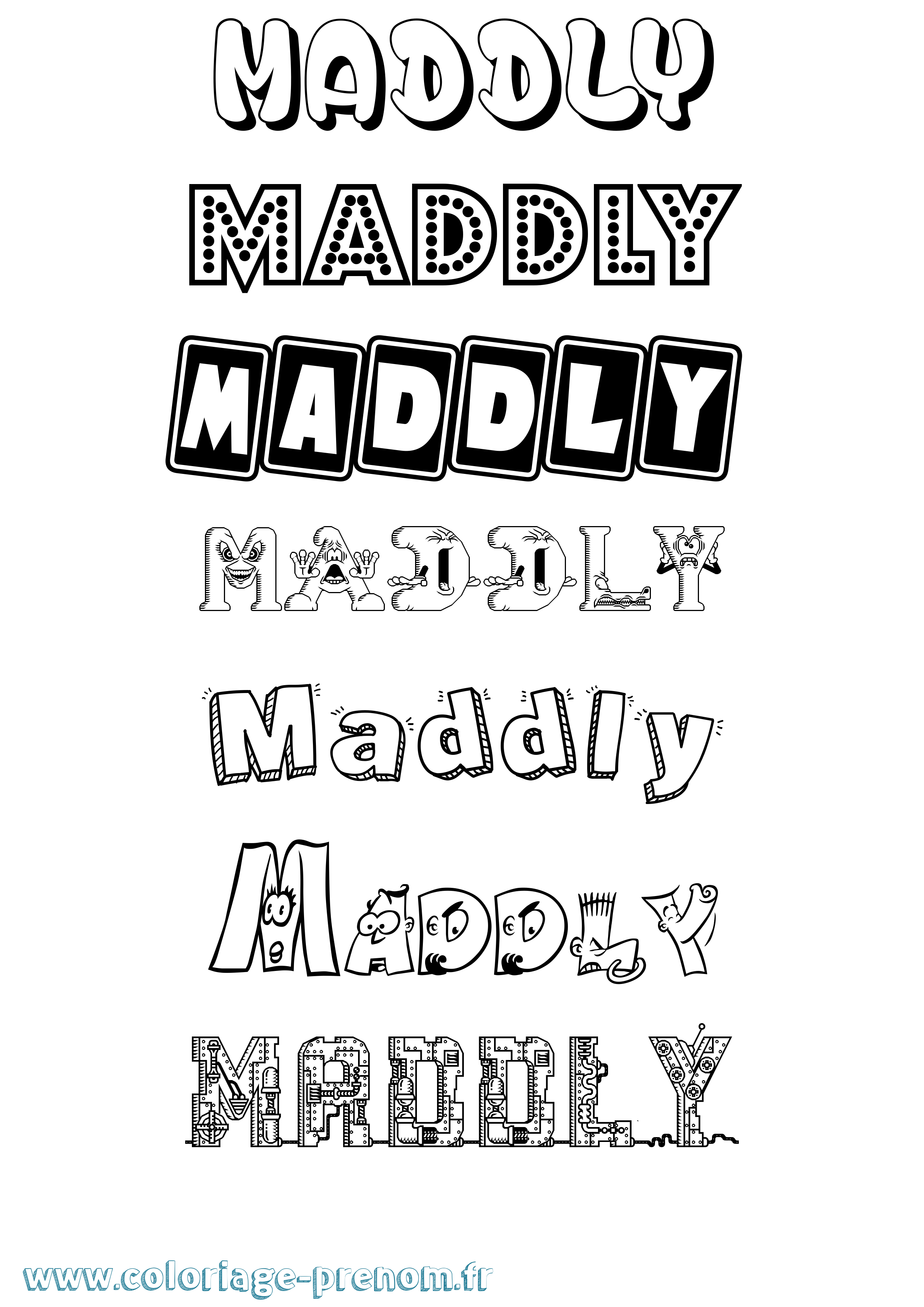 Coloriage prénom Maddly Fun