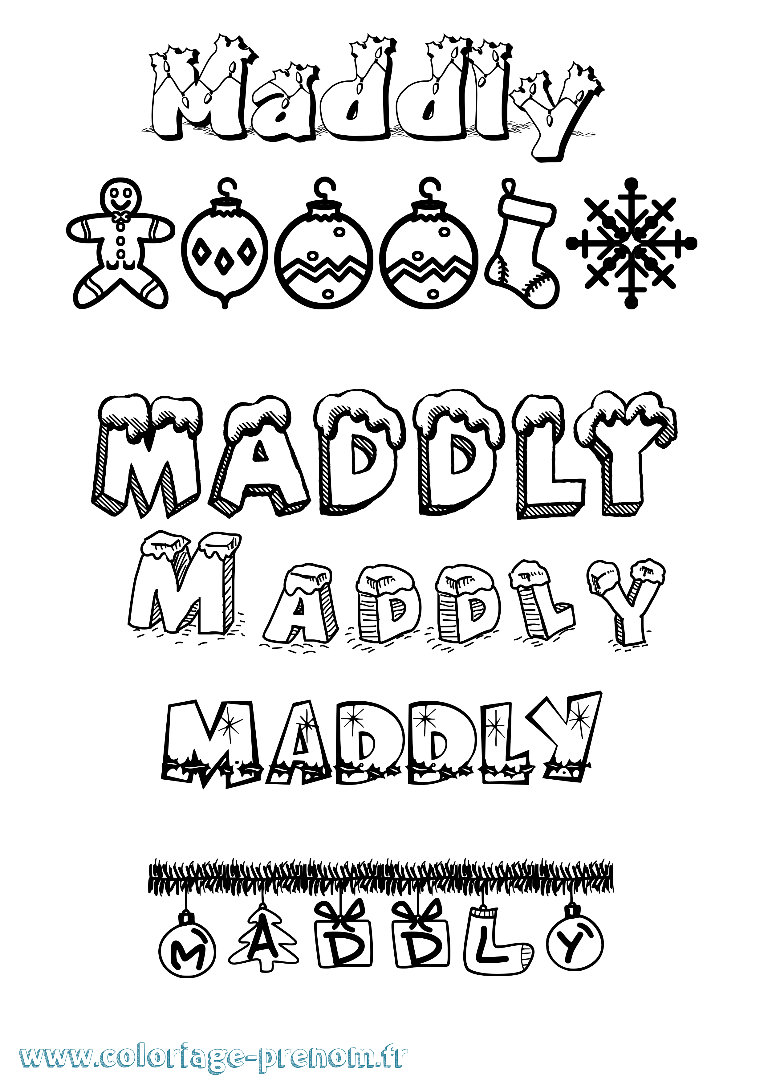 Coloriage prénom Maddly Noël