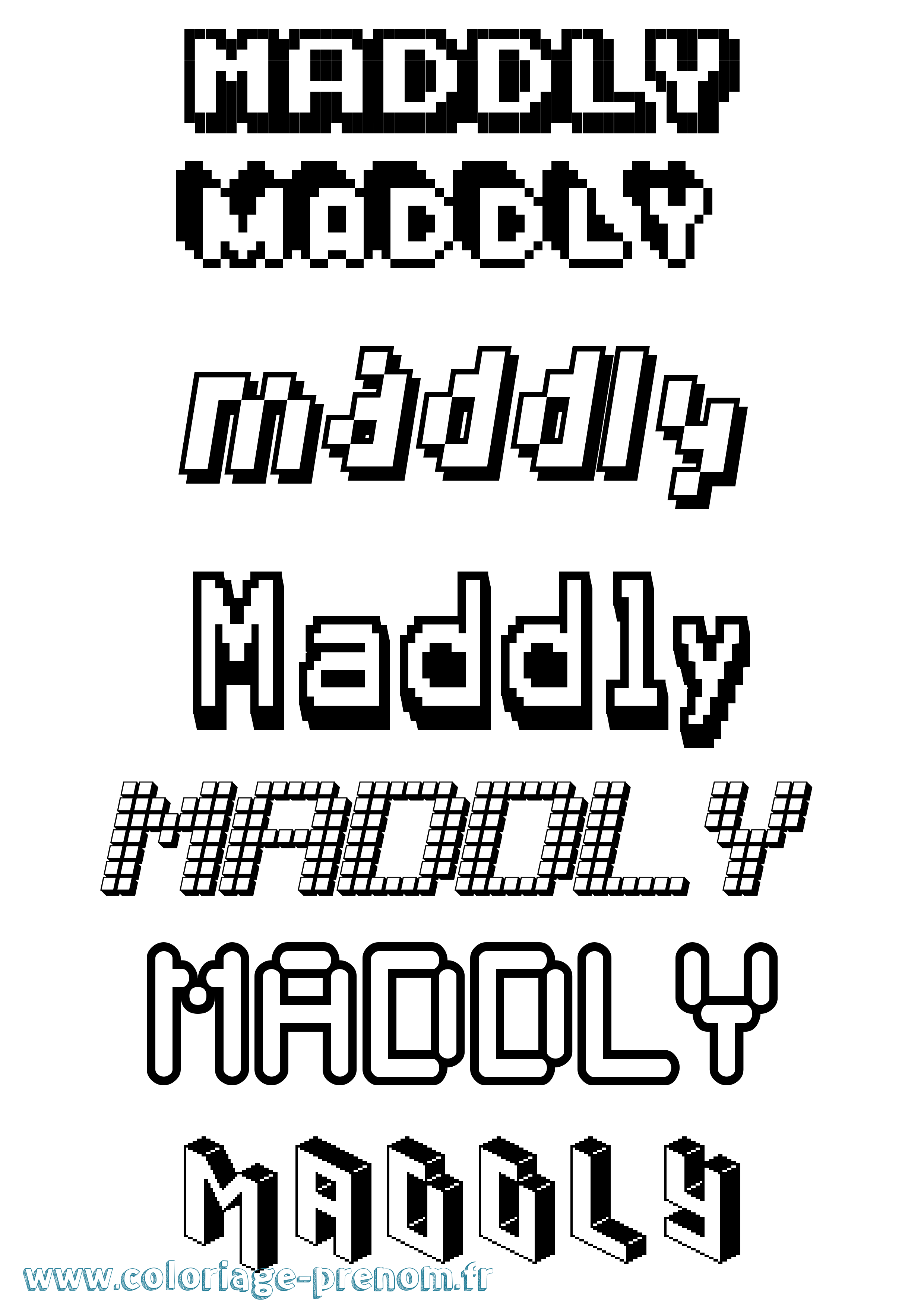 Coloriage prénom Maddly Pixel