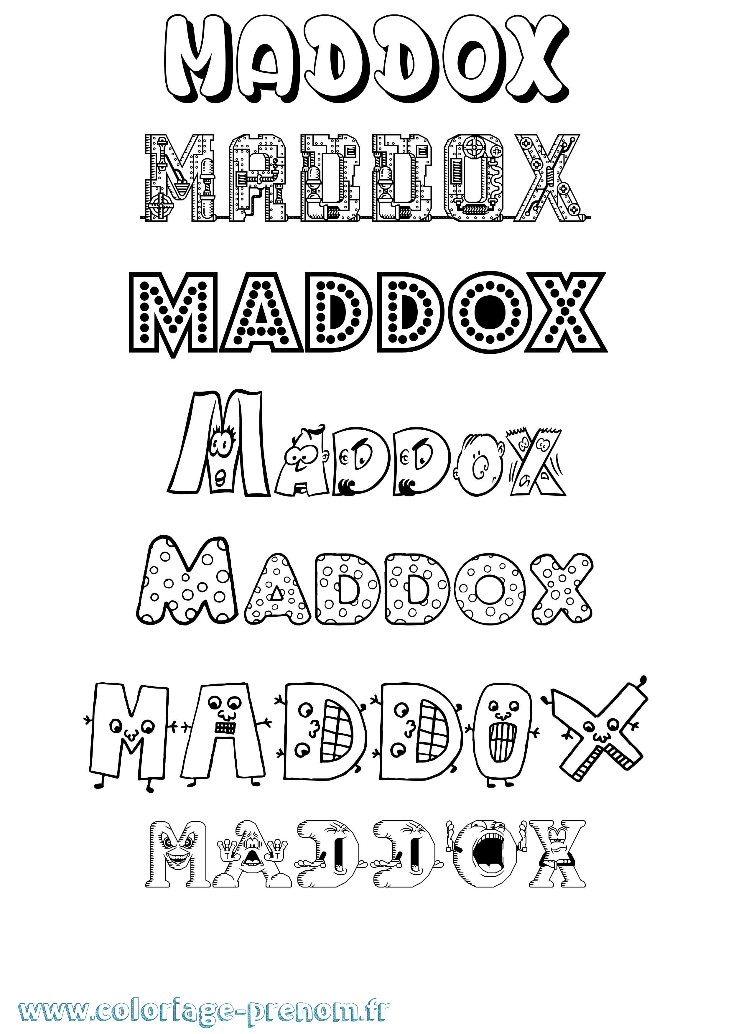 Coloriage prénom Maddox Fun