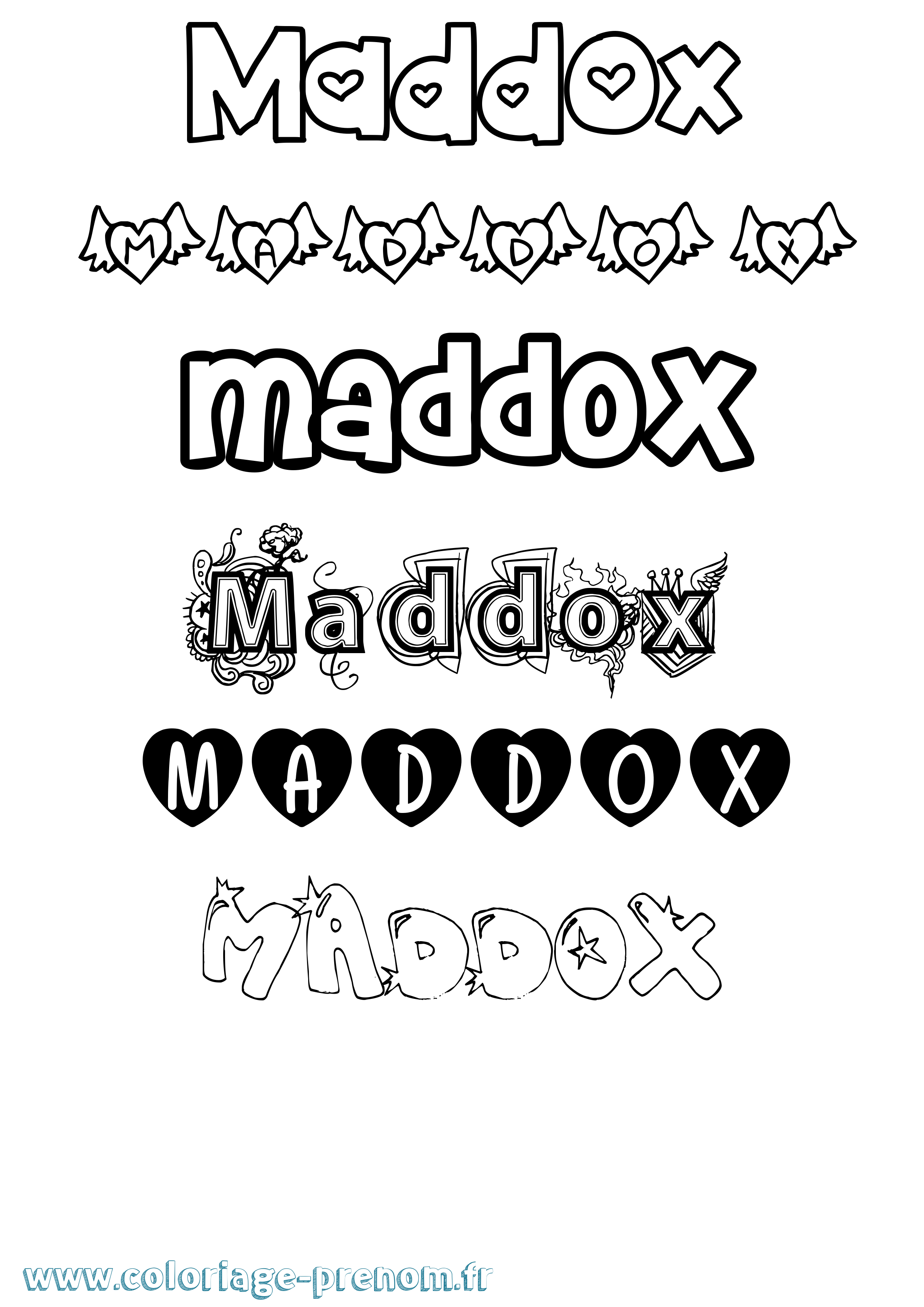 Coloriage prénom Maddox Girly
