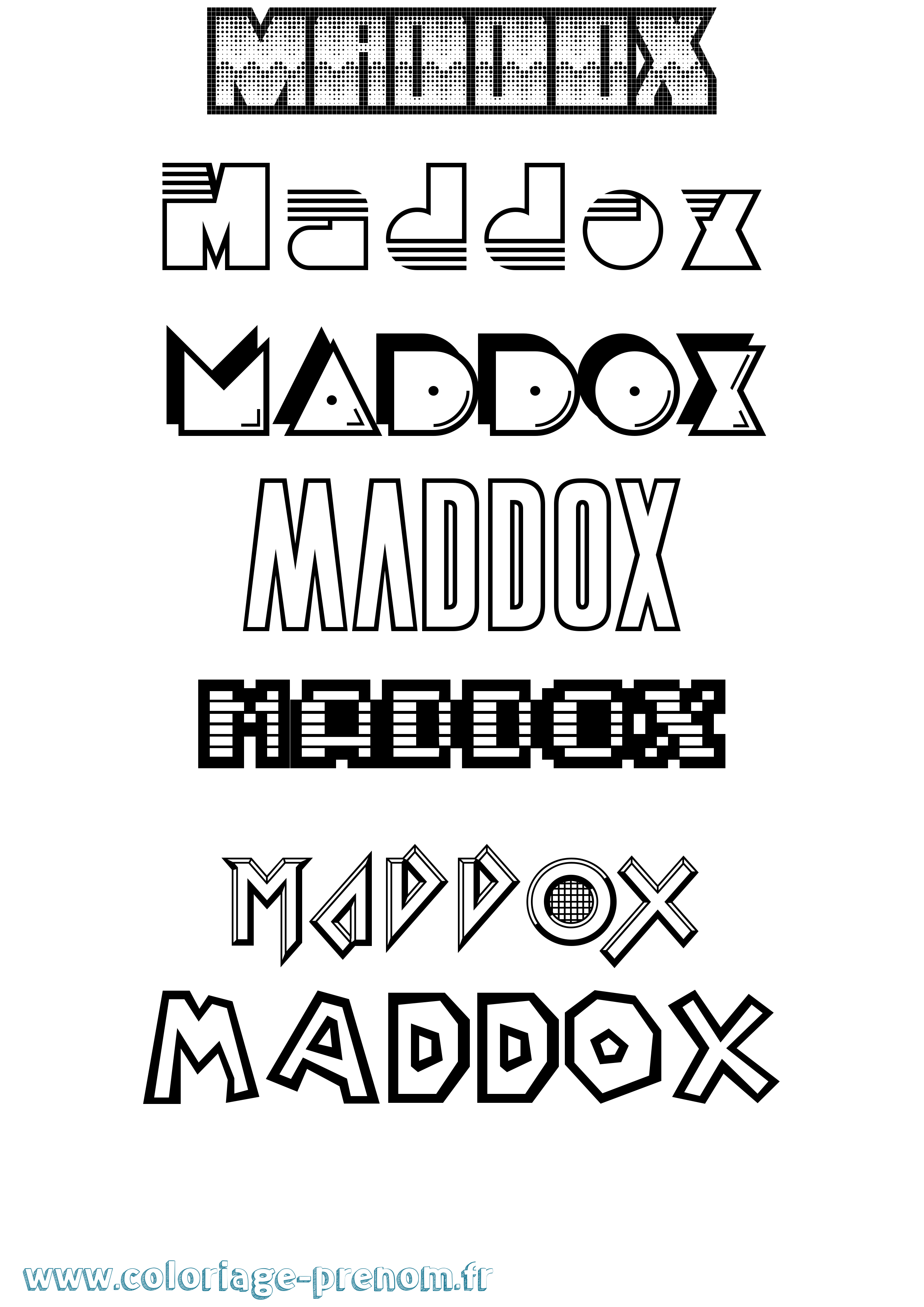 Coloriage prénom Maddox Jeux Vidéos