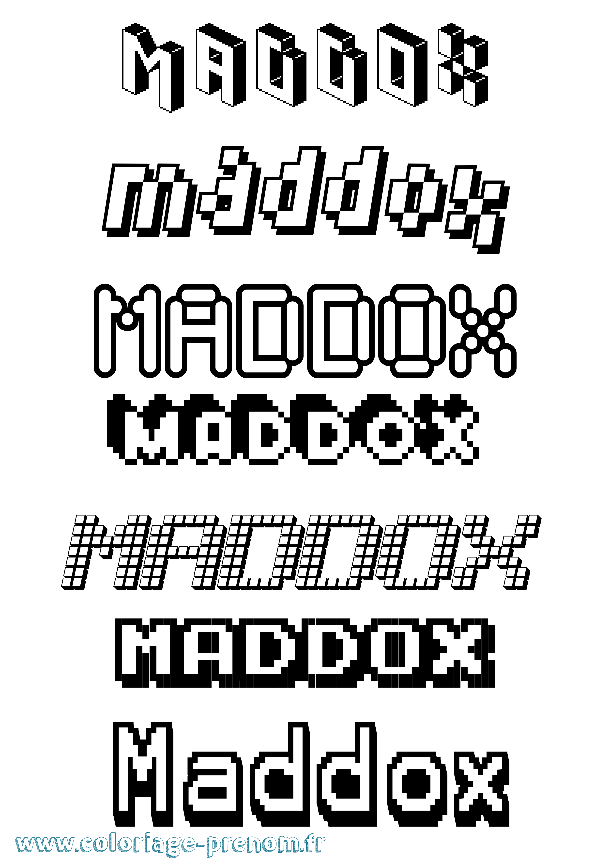Coloriage prénom Maddox Pixel