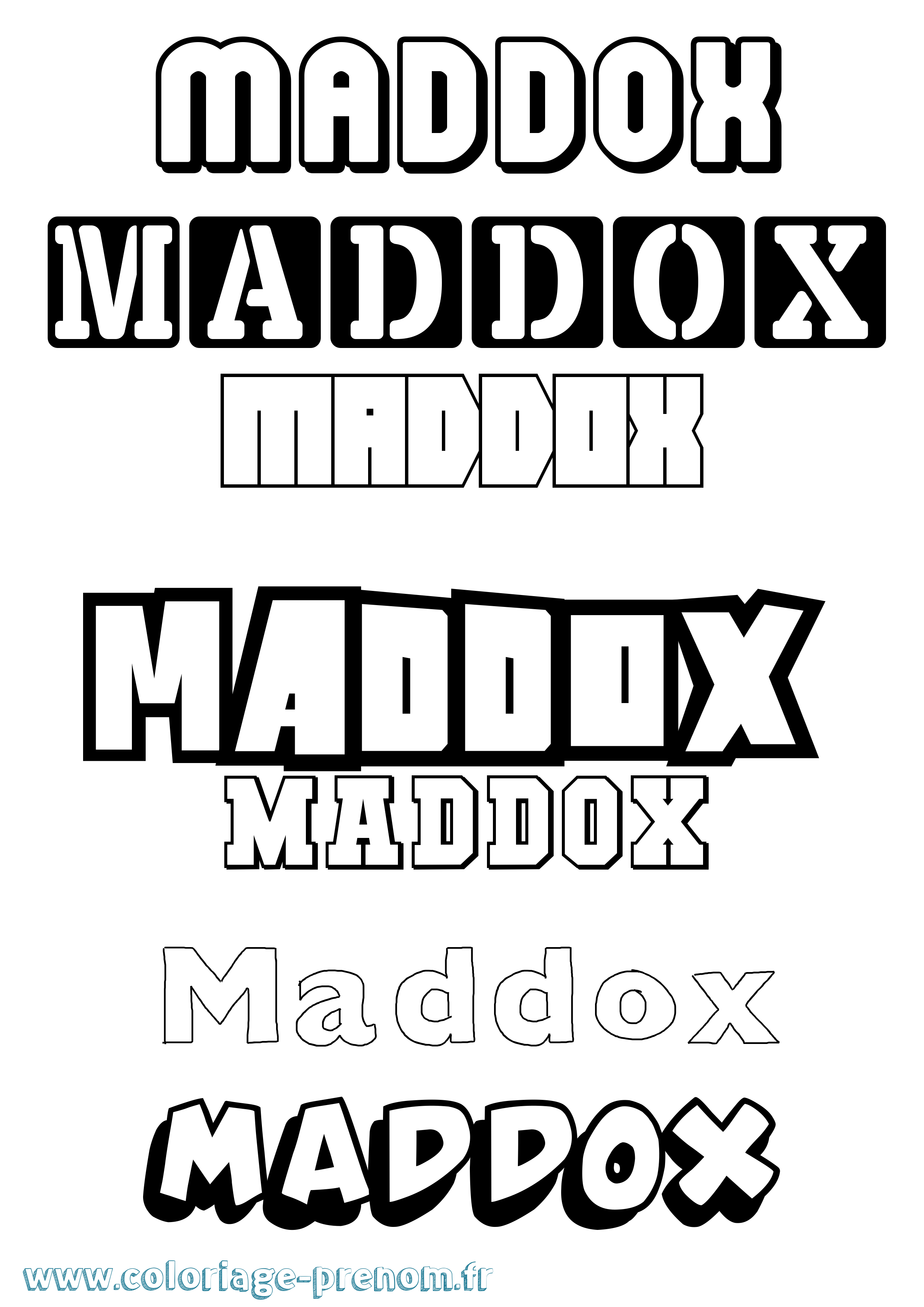 Coloriage prénom Maddox Simple