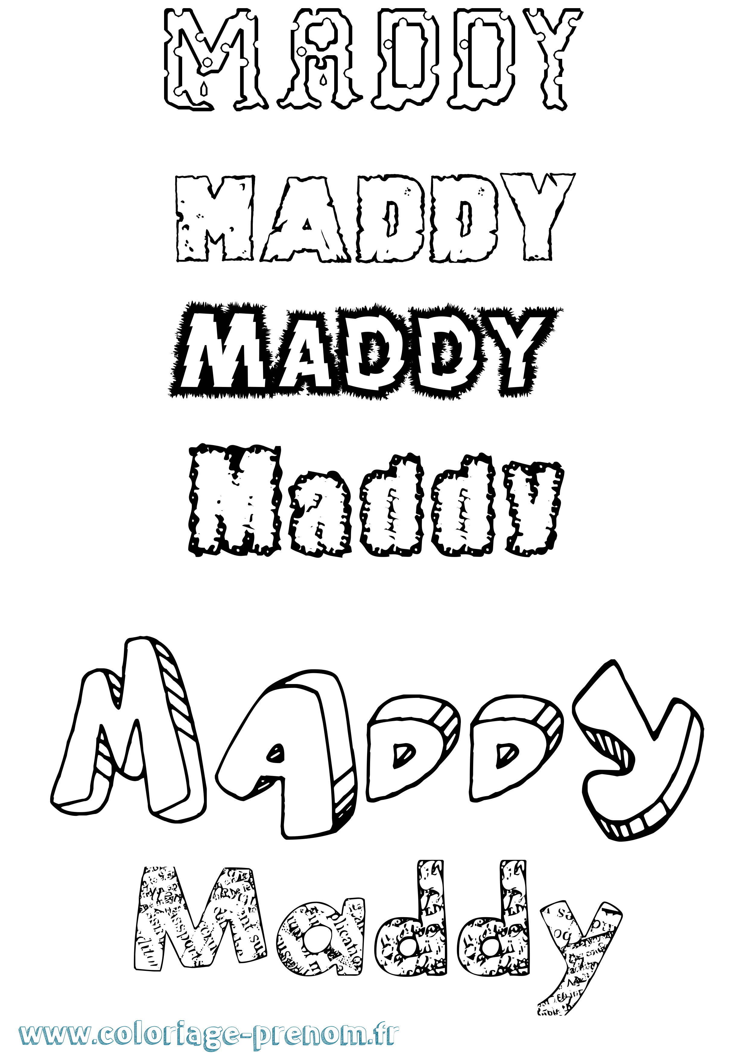 Coloriage prénom Maddy Destructuré
