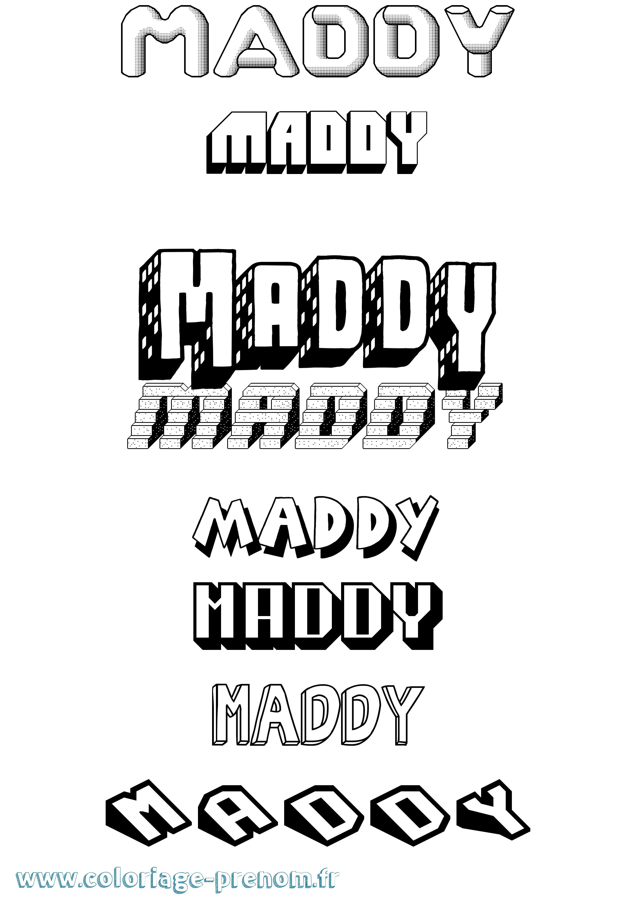 Coloriage prénom Maddy Effet 3D