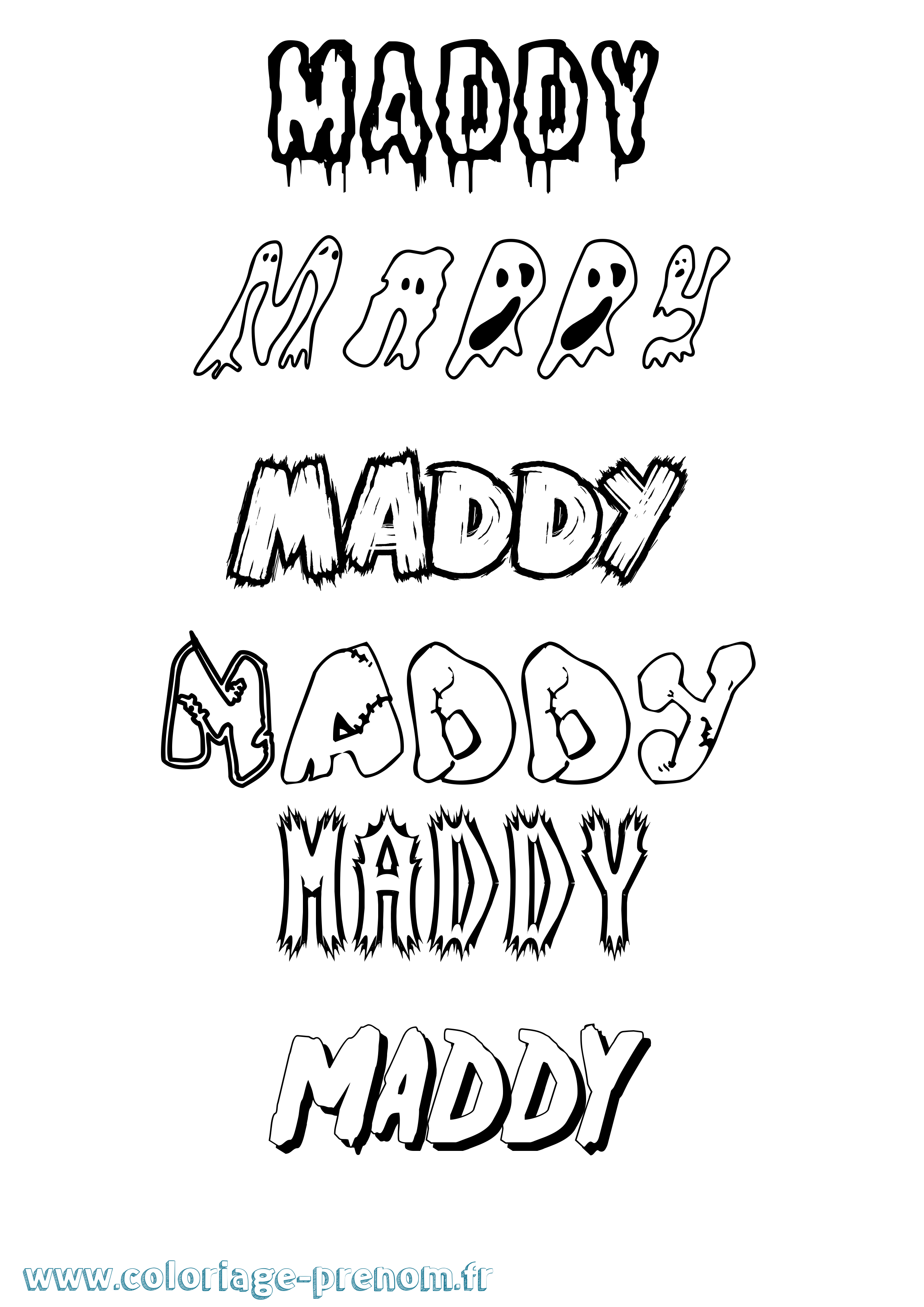 Coloriage prénom Maddy Frisson