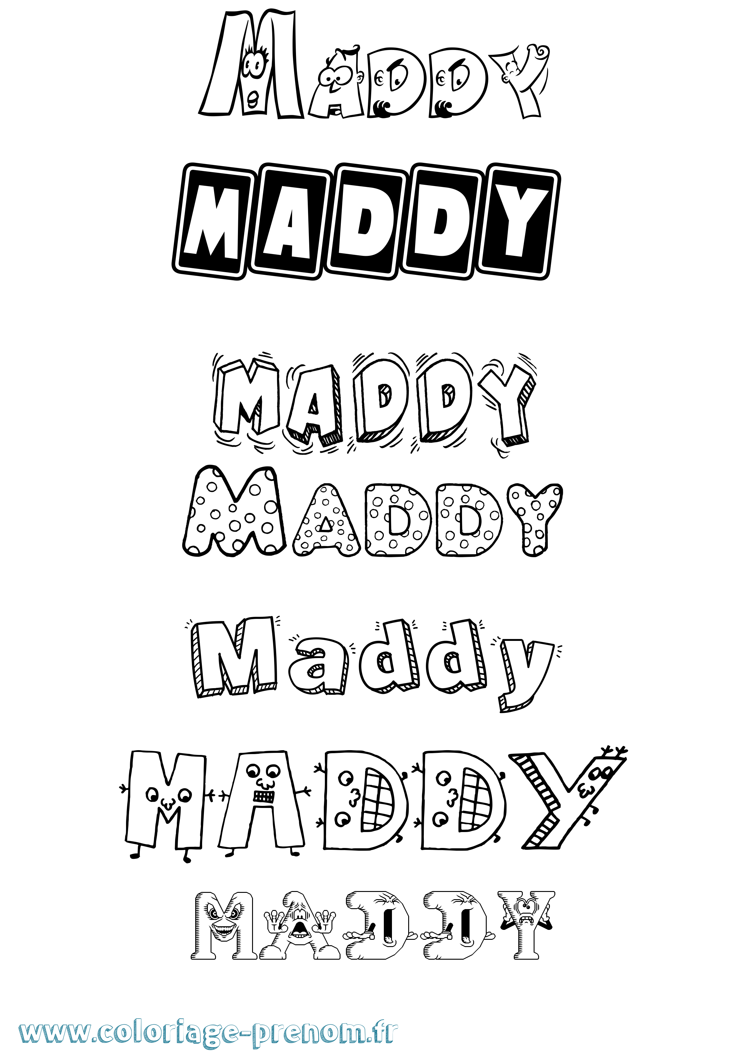 Coloriage prénom Maddy Fun