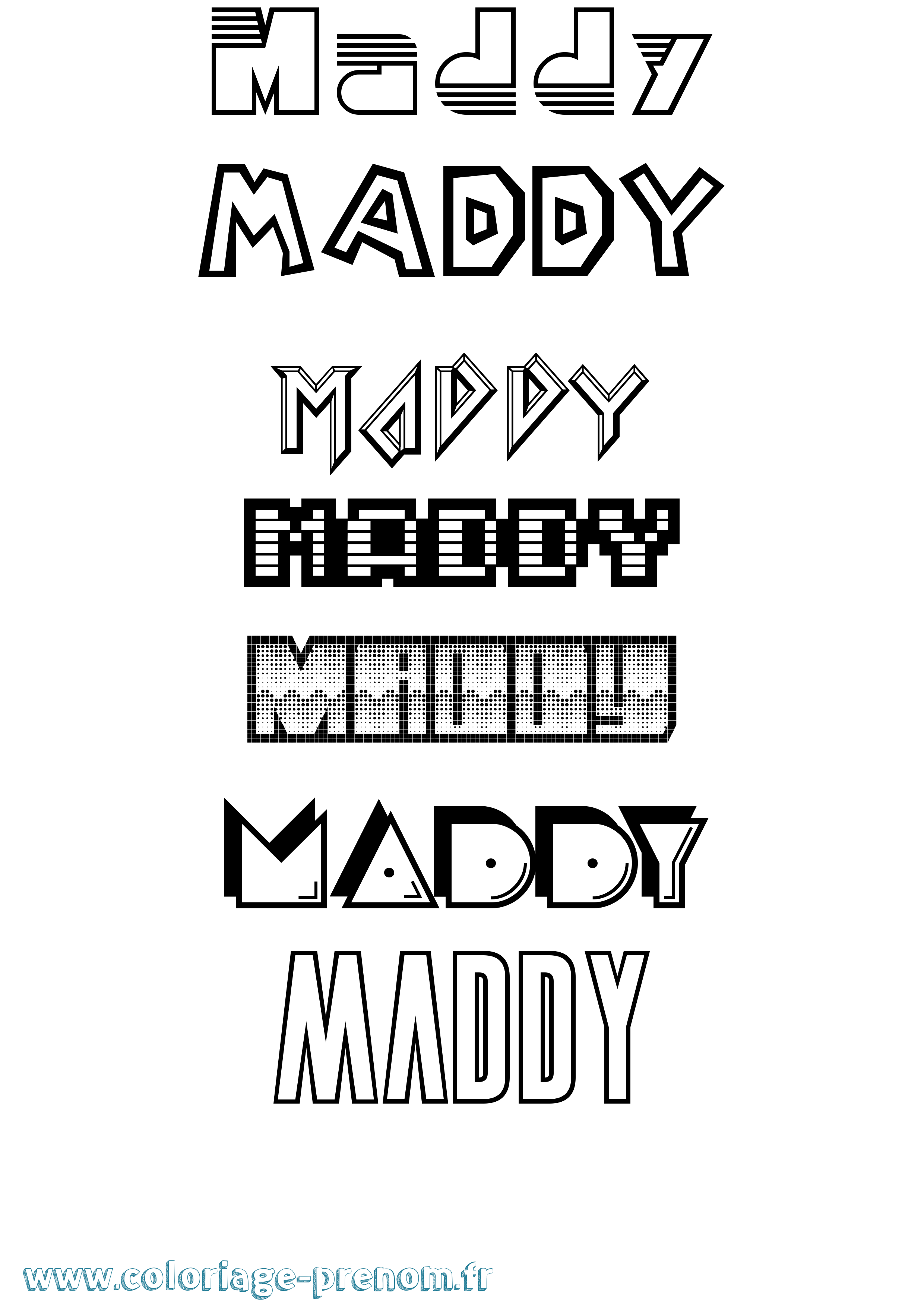 Coloriage prénom Maddy Jeux Vidéos