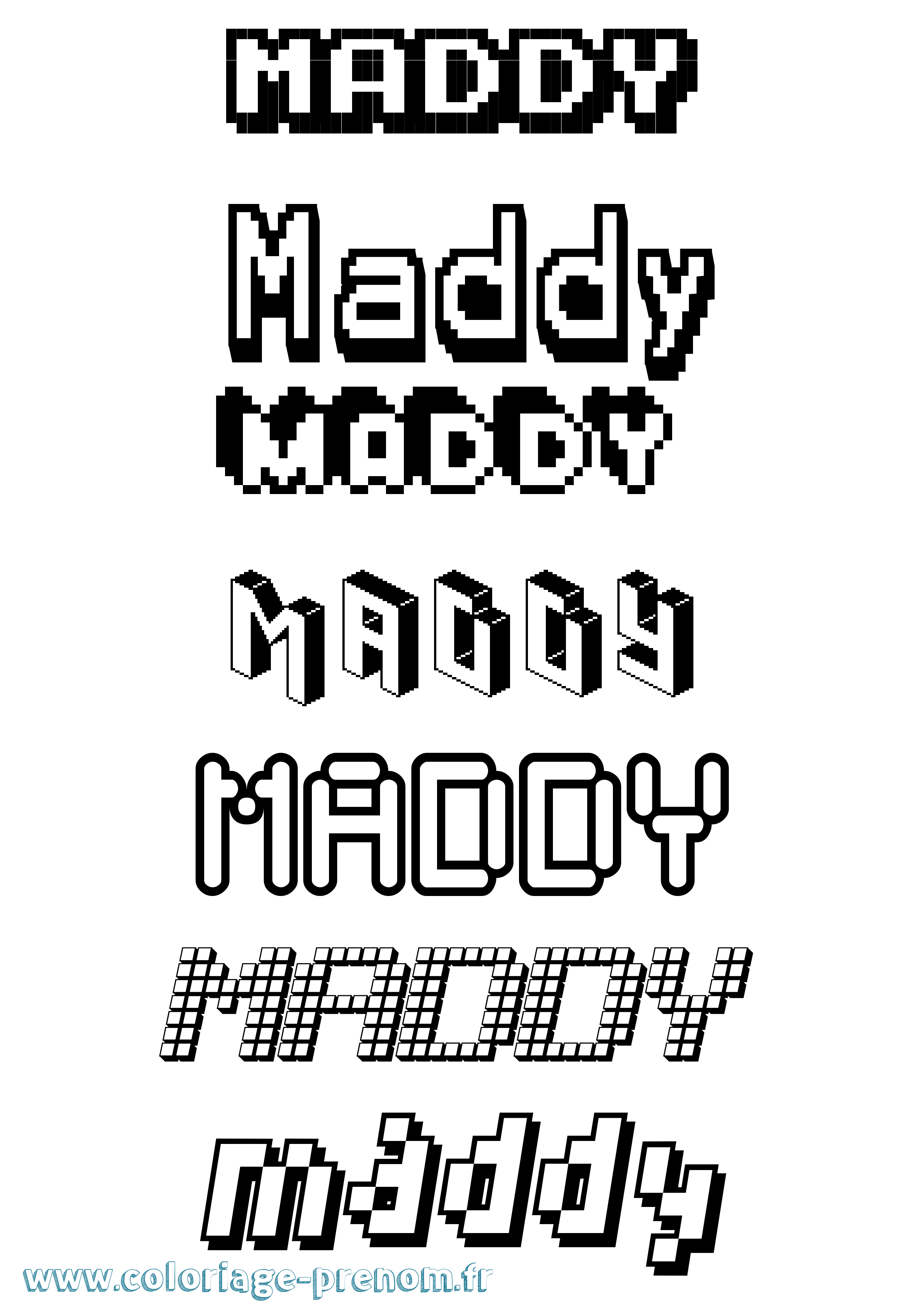 Coloriage prénom Maddy Pixel