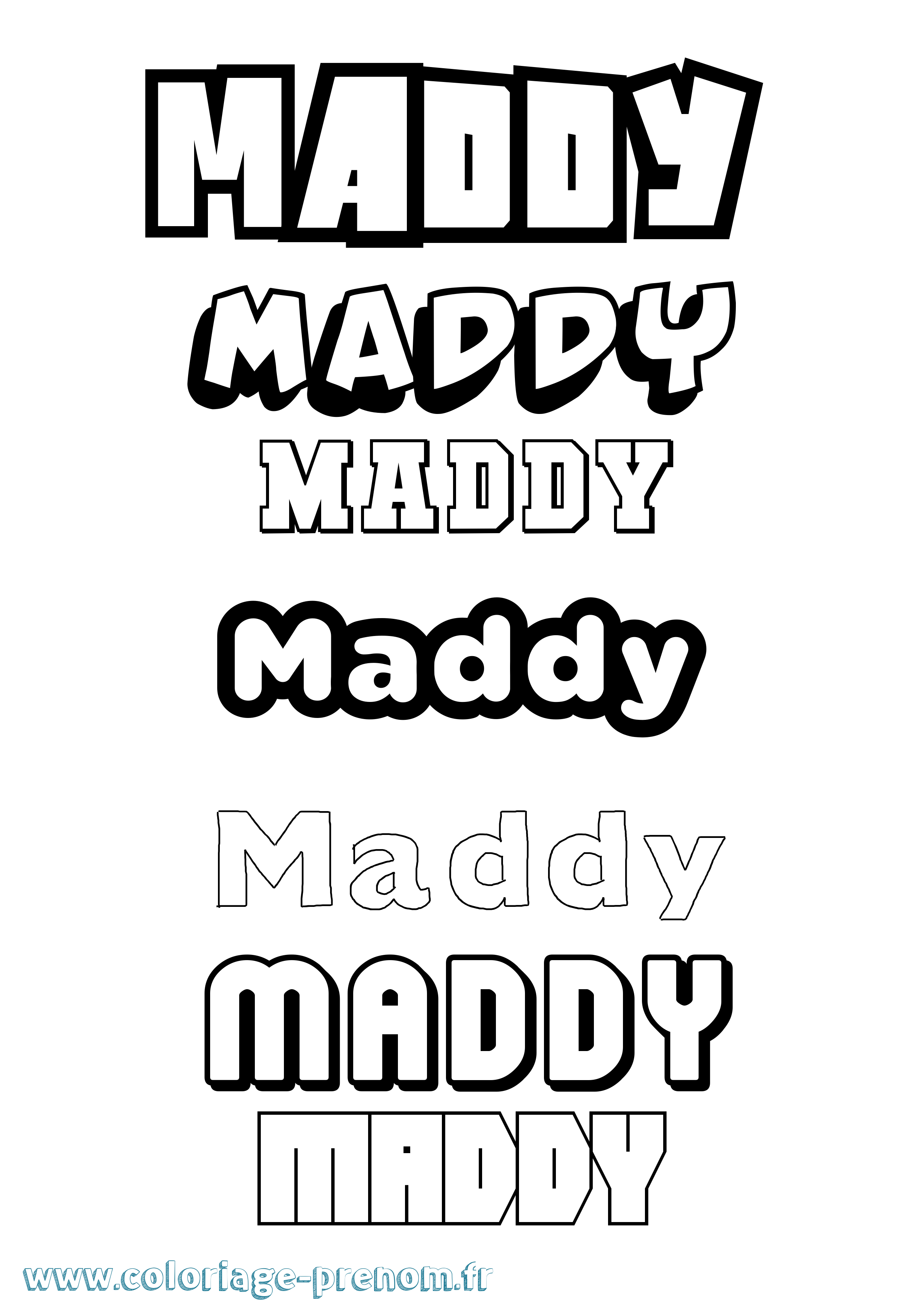 Coloriage prénom Maddy Simple