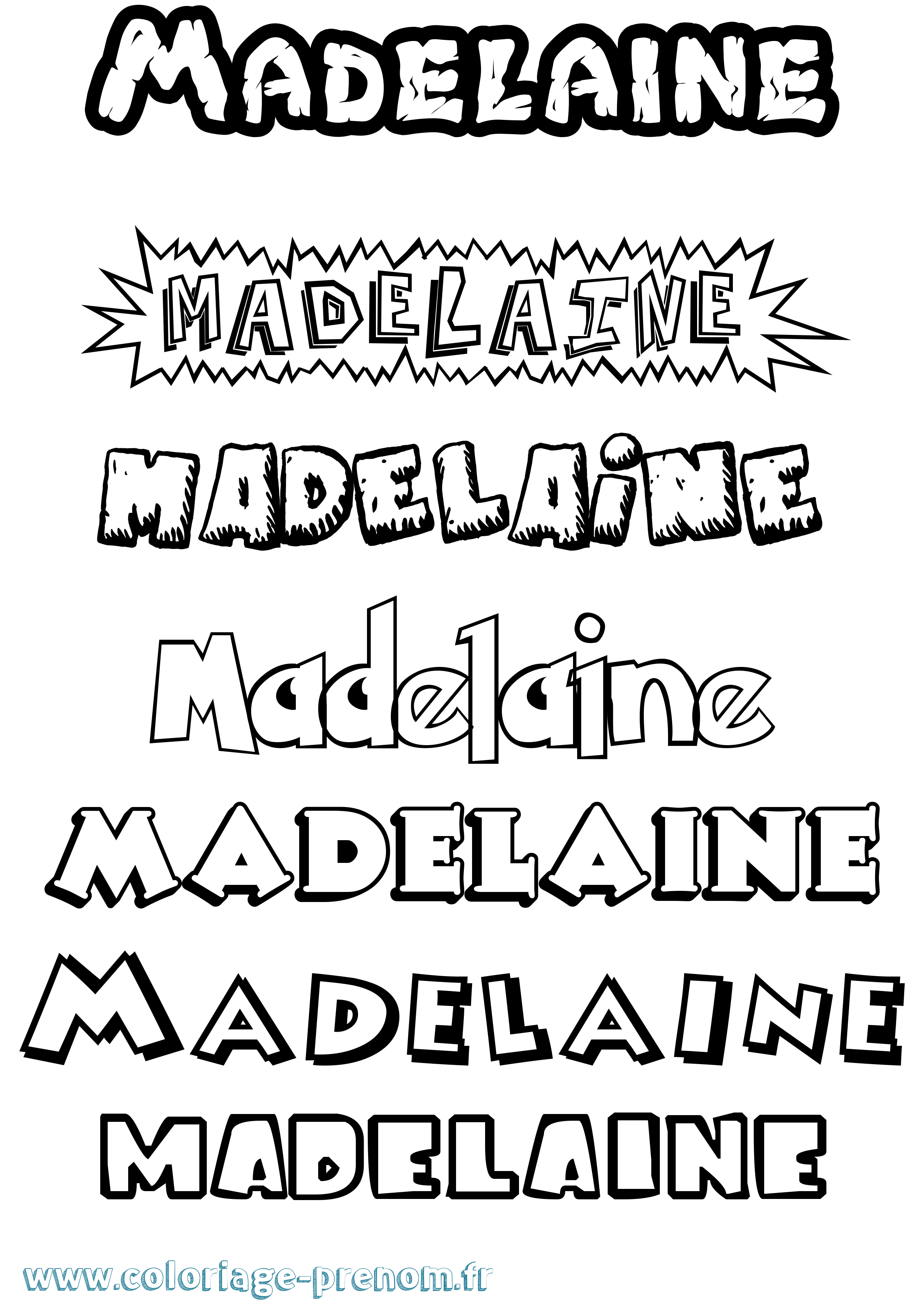Coloriage prénom Madelaine Dessin Animé