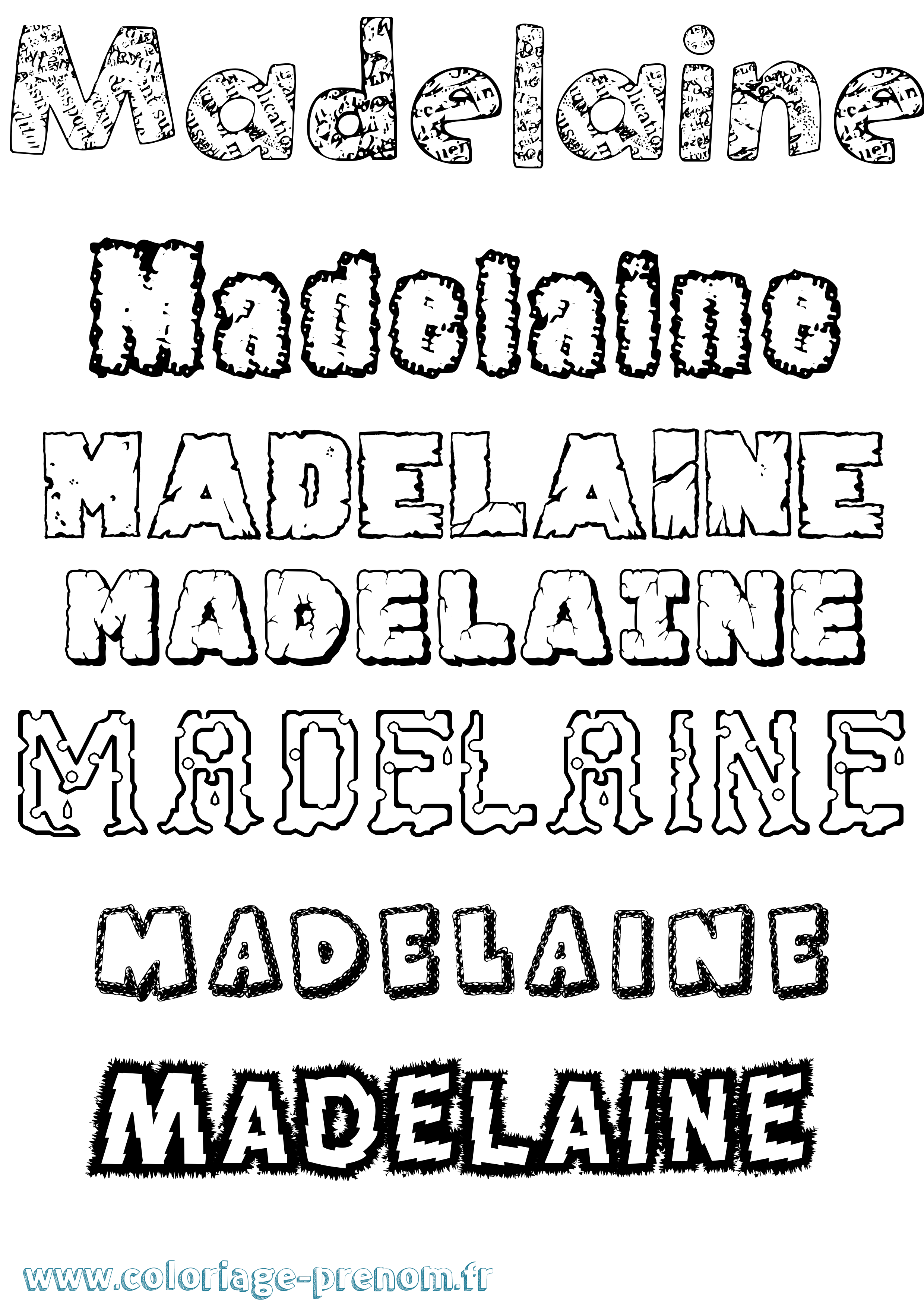 Coloriage prénom Madelaine Destructuré