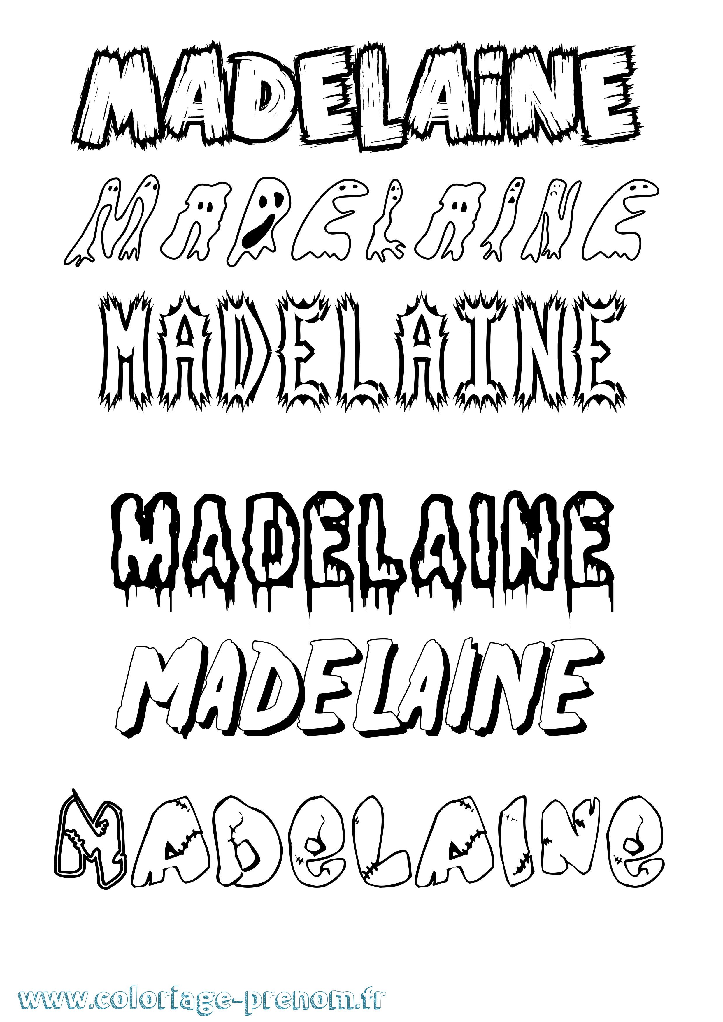 Coloriage prénom Madelaine Frisson
