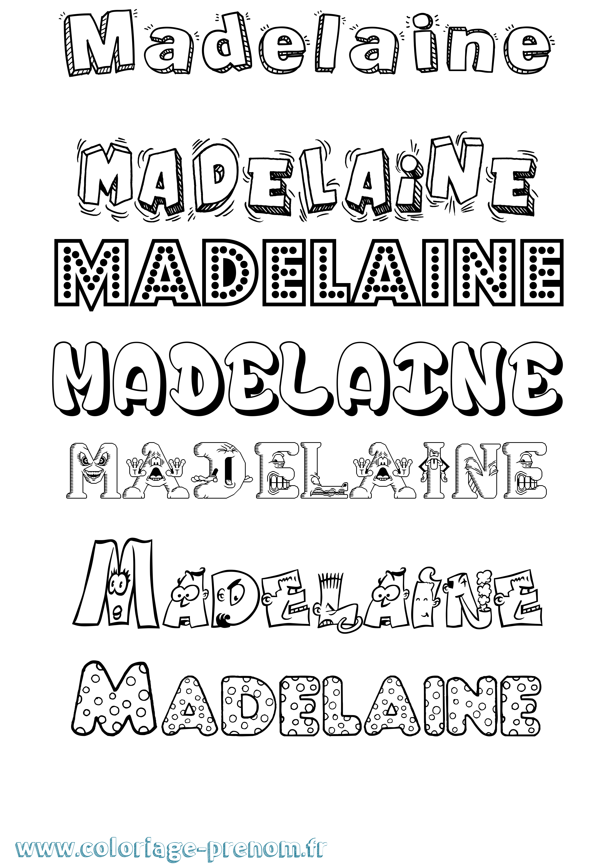 Coloriage prénom Madelaine Fun
