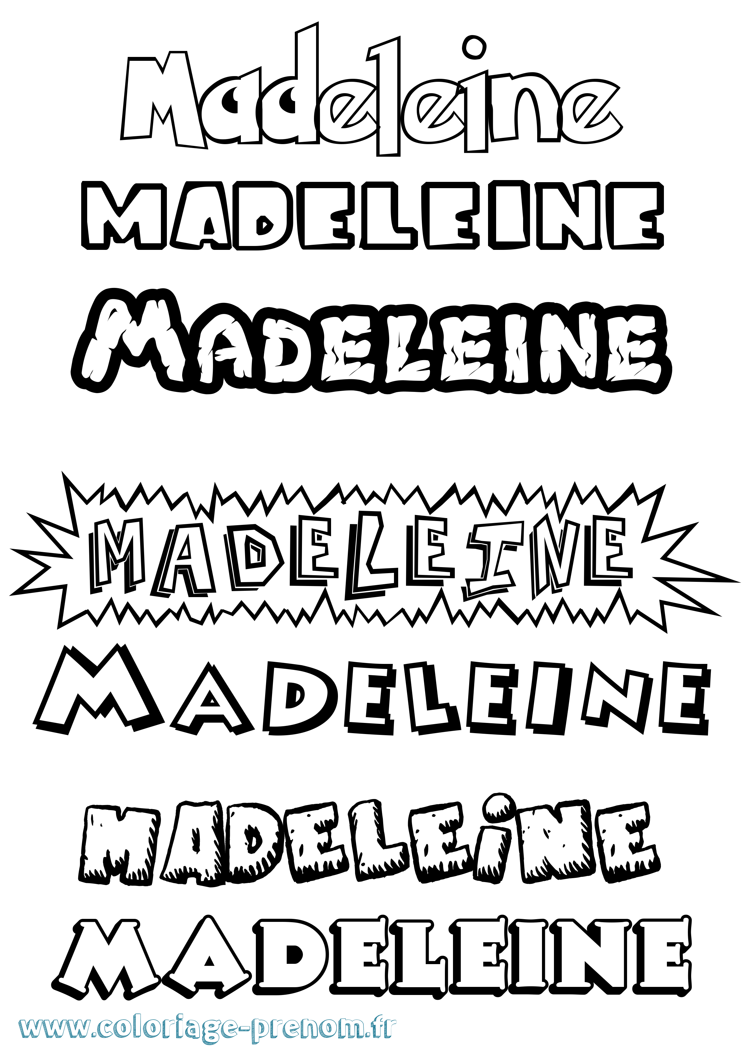 Coloriage Madeleine Coloriage prénom Madeleine