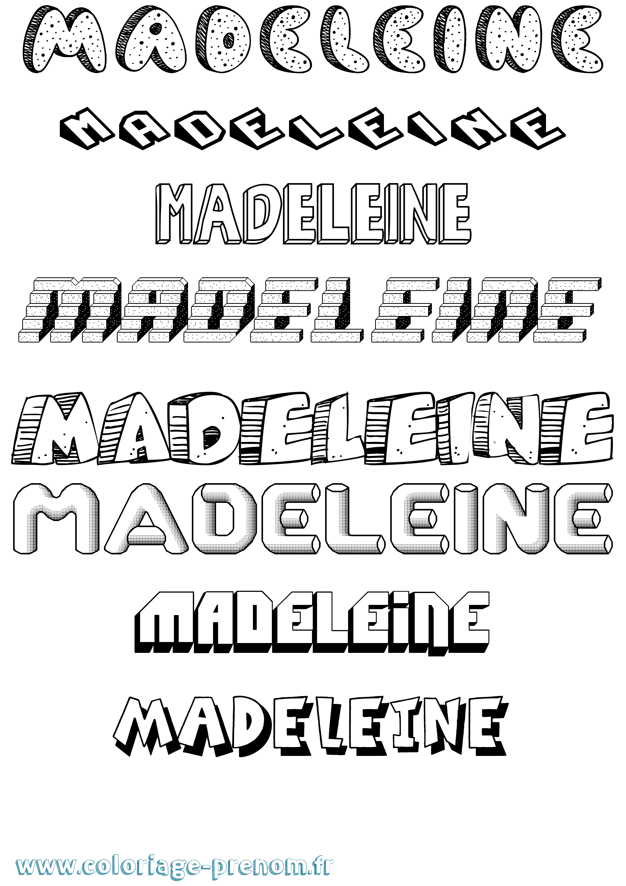 Coloriage Madeleine Coloriage prénom Madeleine
