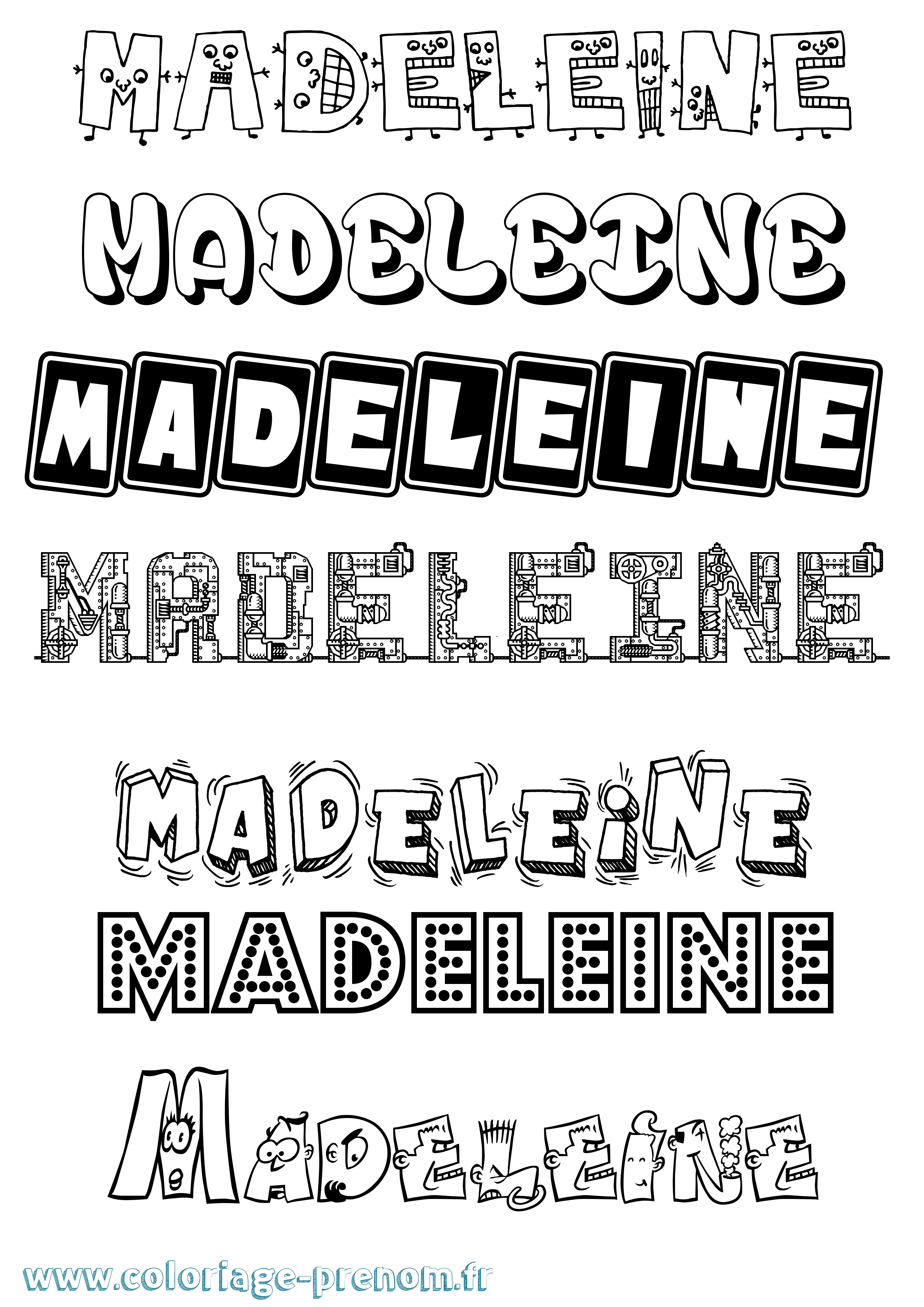 Coloriage Madeleine Coloriage prénom Madeleine