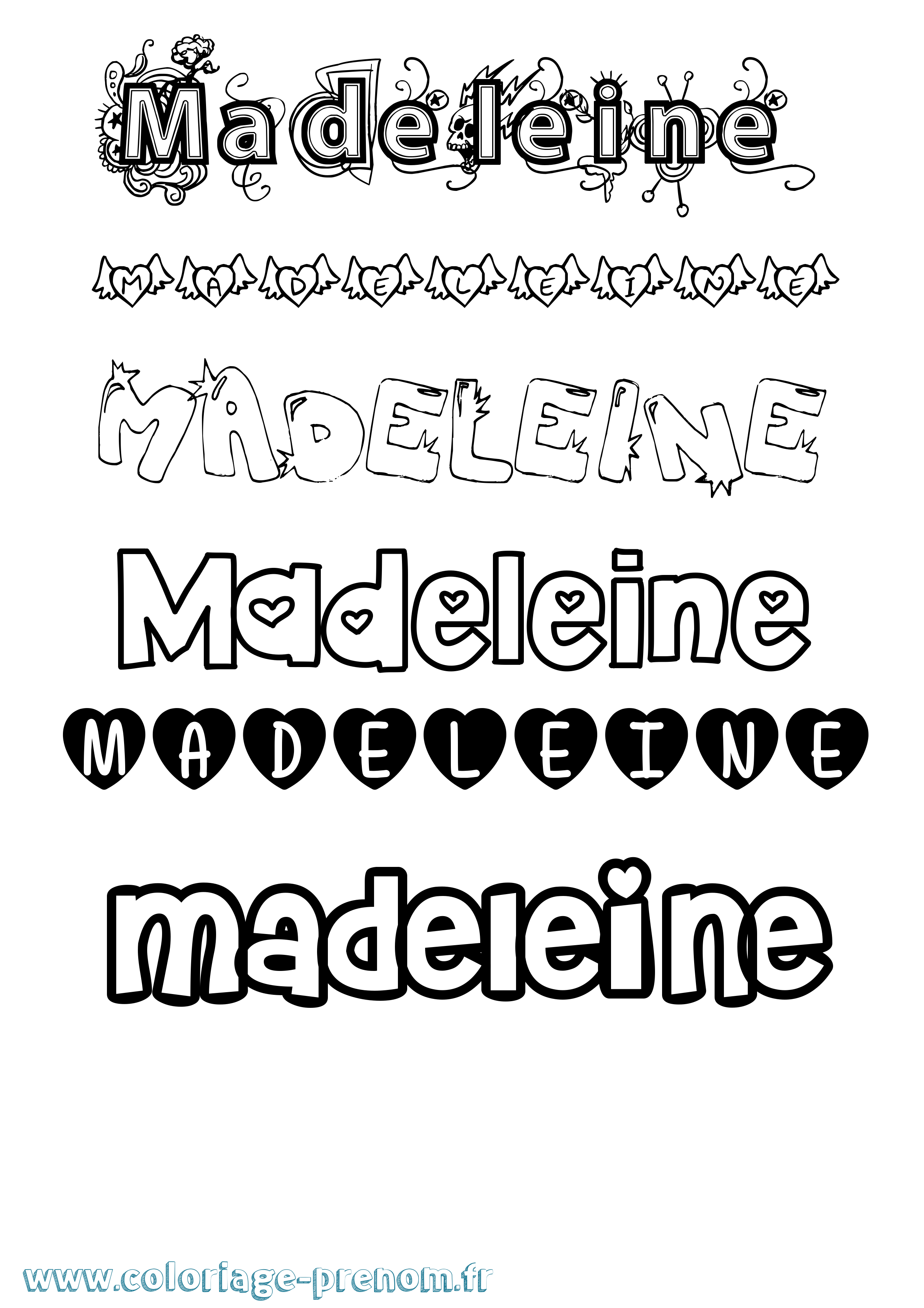 Coloriage Madeleine Coloriage prénom Madeleine