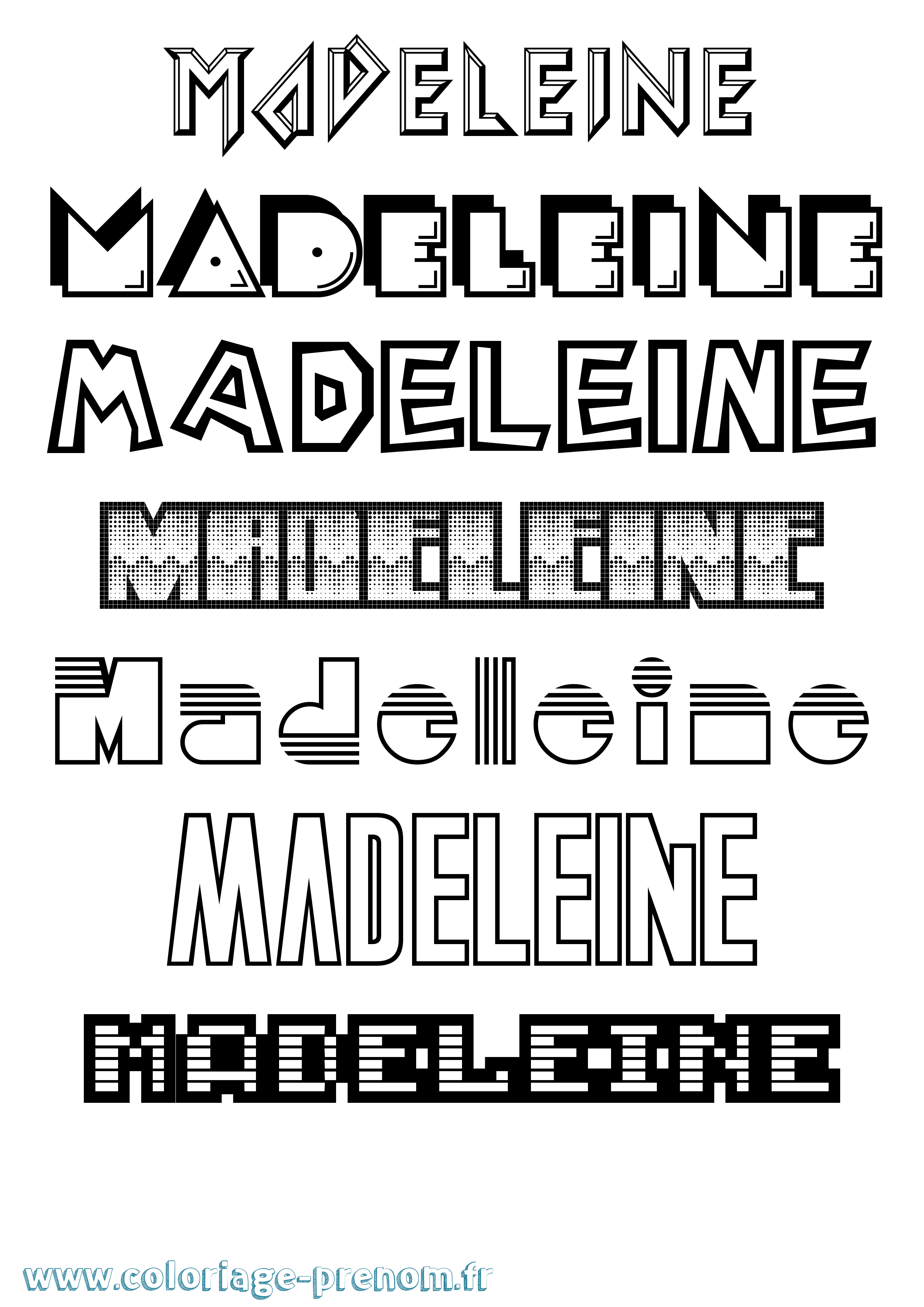 Coloriage Madeleine Coloriage prénom Madeleine