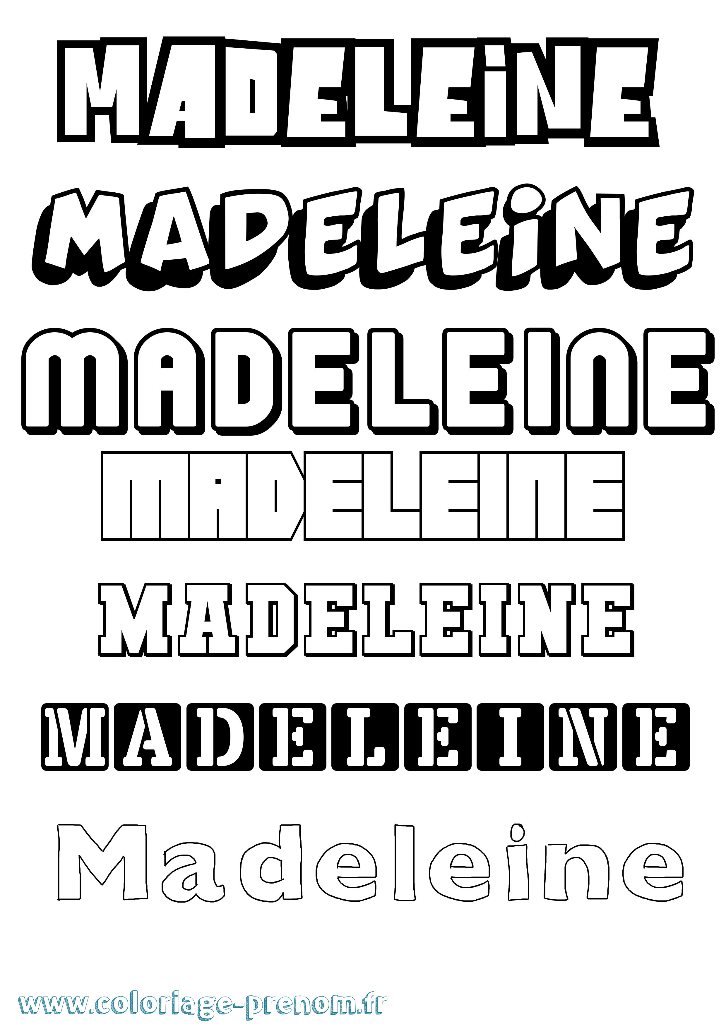 Coloriage Madeleine Coloriage prénom Madeleine