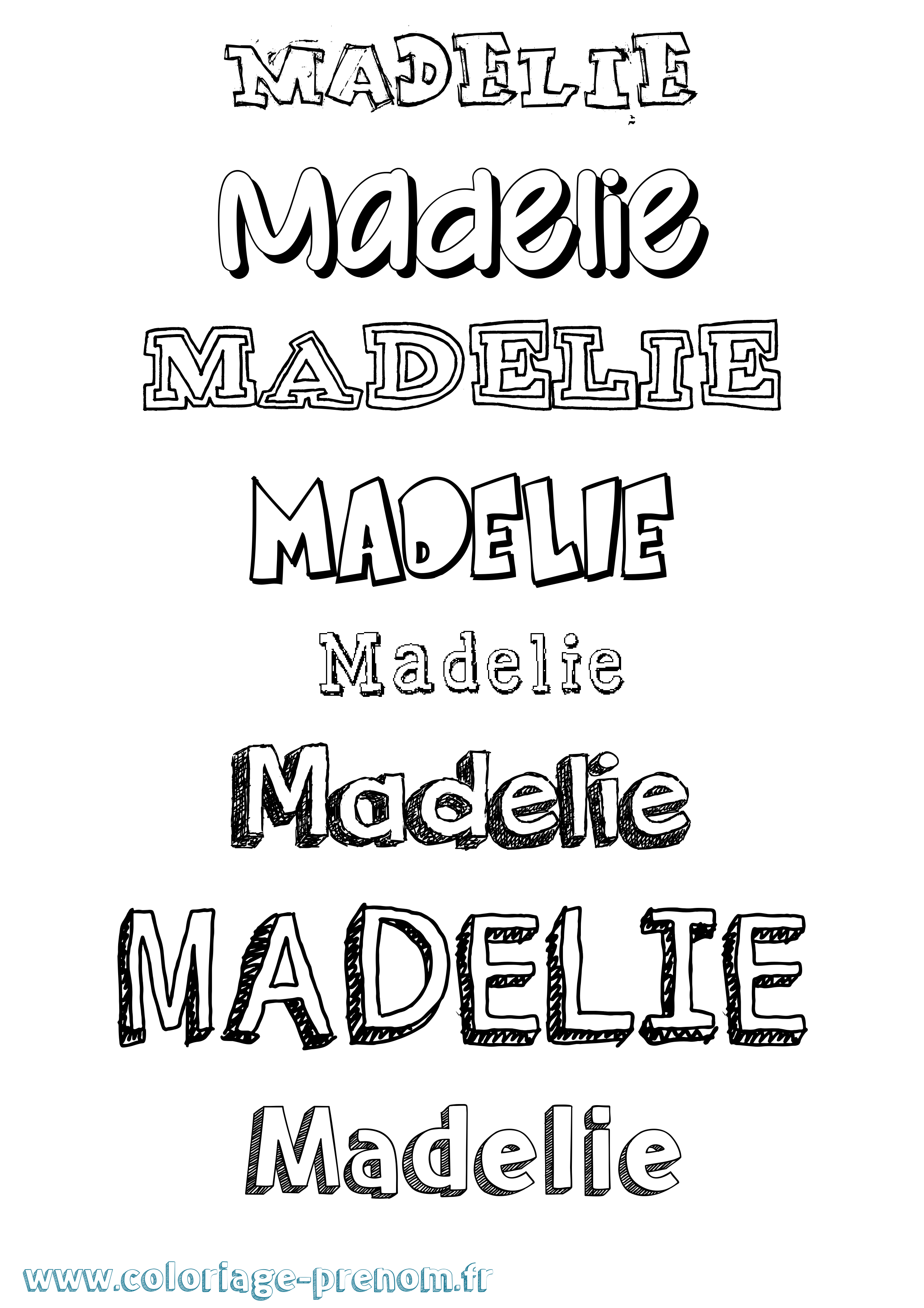 Coloriage prénom Madelie Dessiné