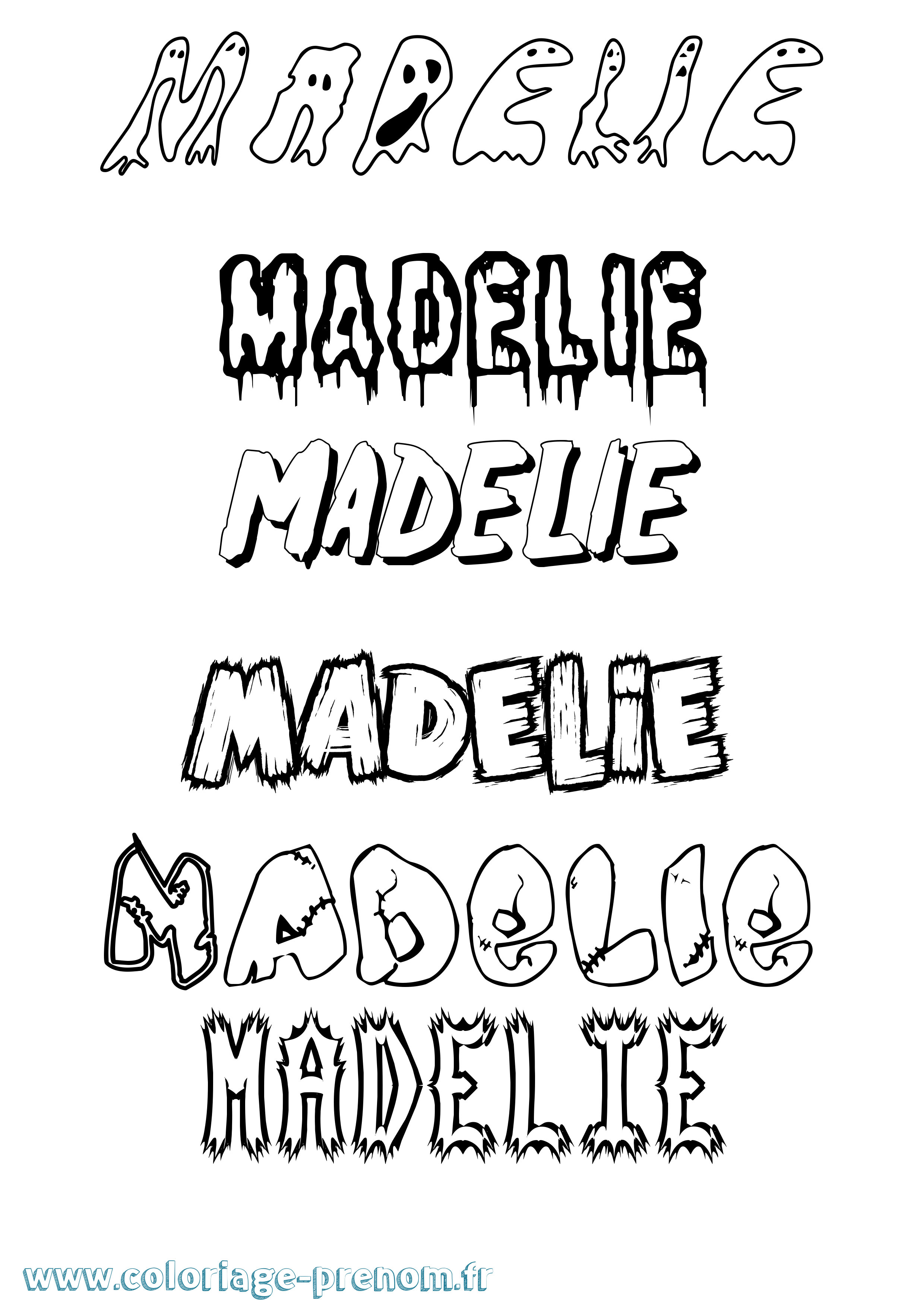 Coloriage prénom Madelie Frisson
