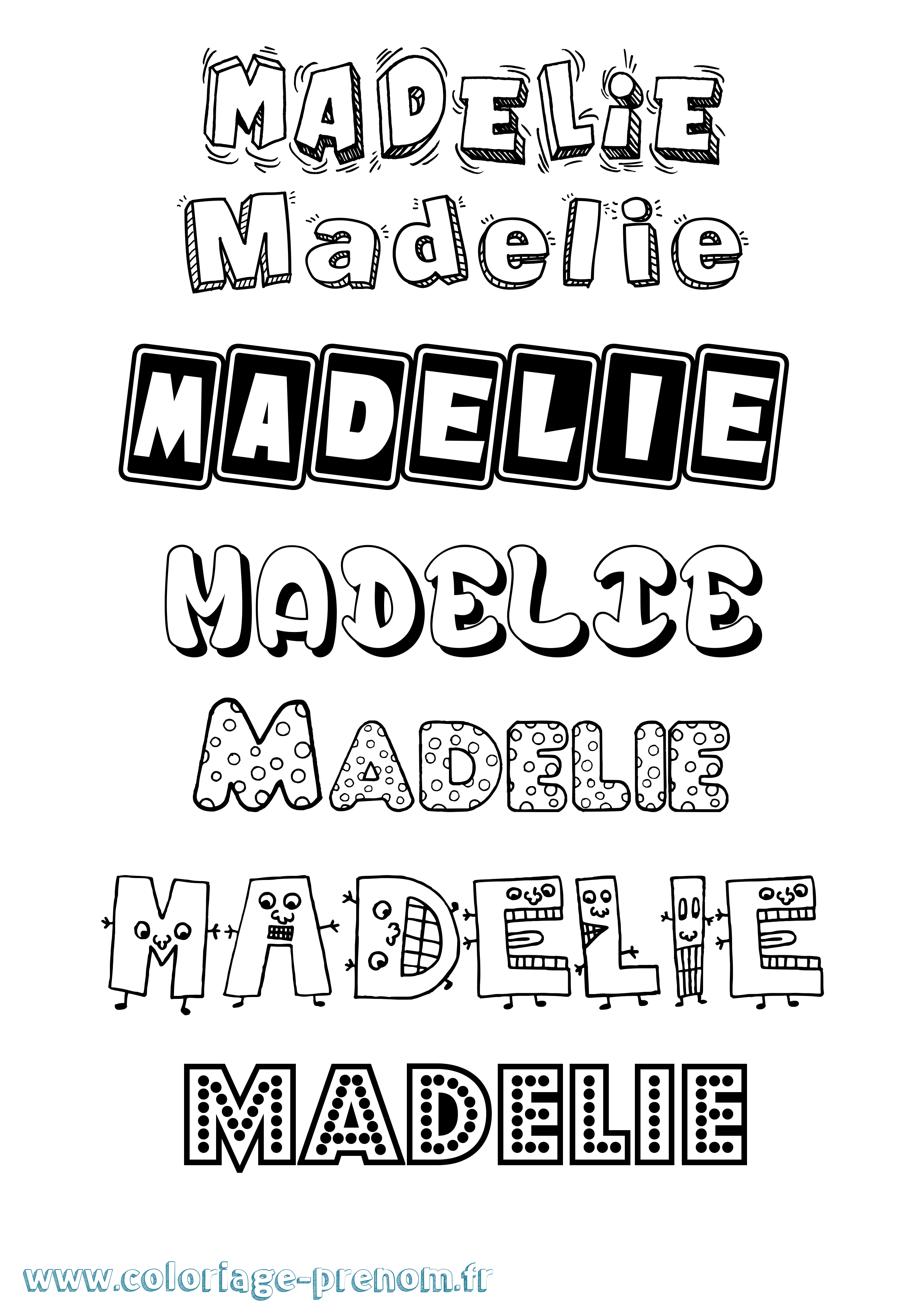 Coloriage prénom Madelie Fun