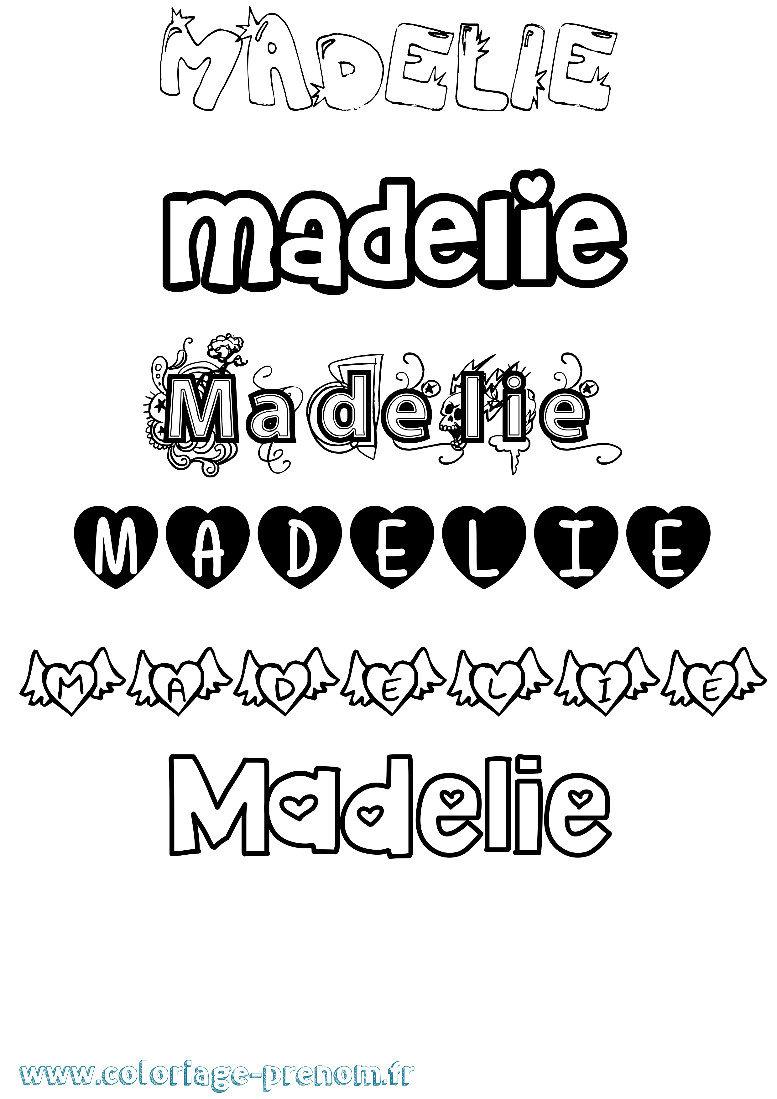 Coloriage Madelie Girly Coloriage prénom Madelie Girly