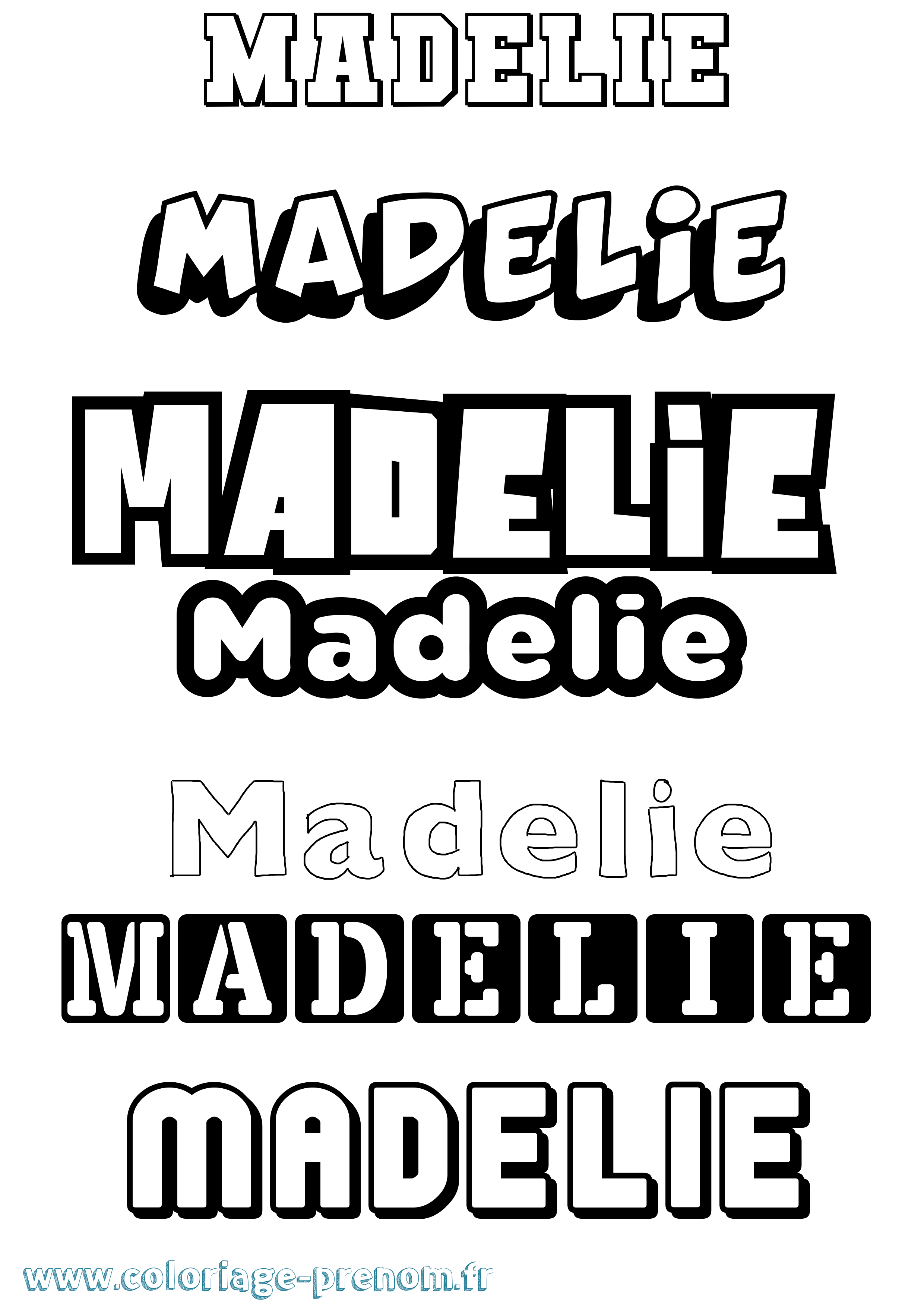 Coloriage prénom Madelie Simple