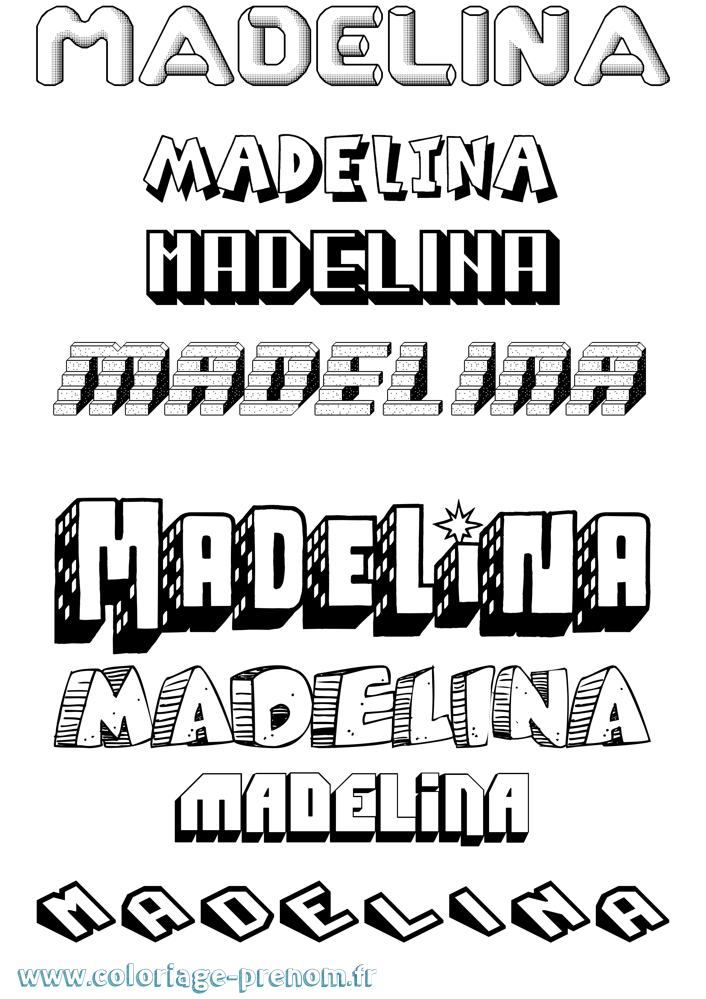Coloriage prénom Madelina Effet 3D