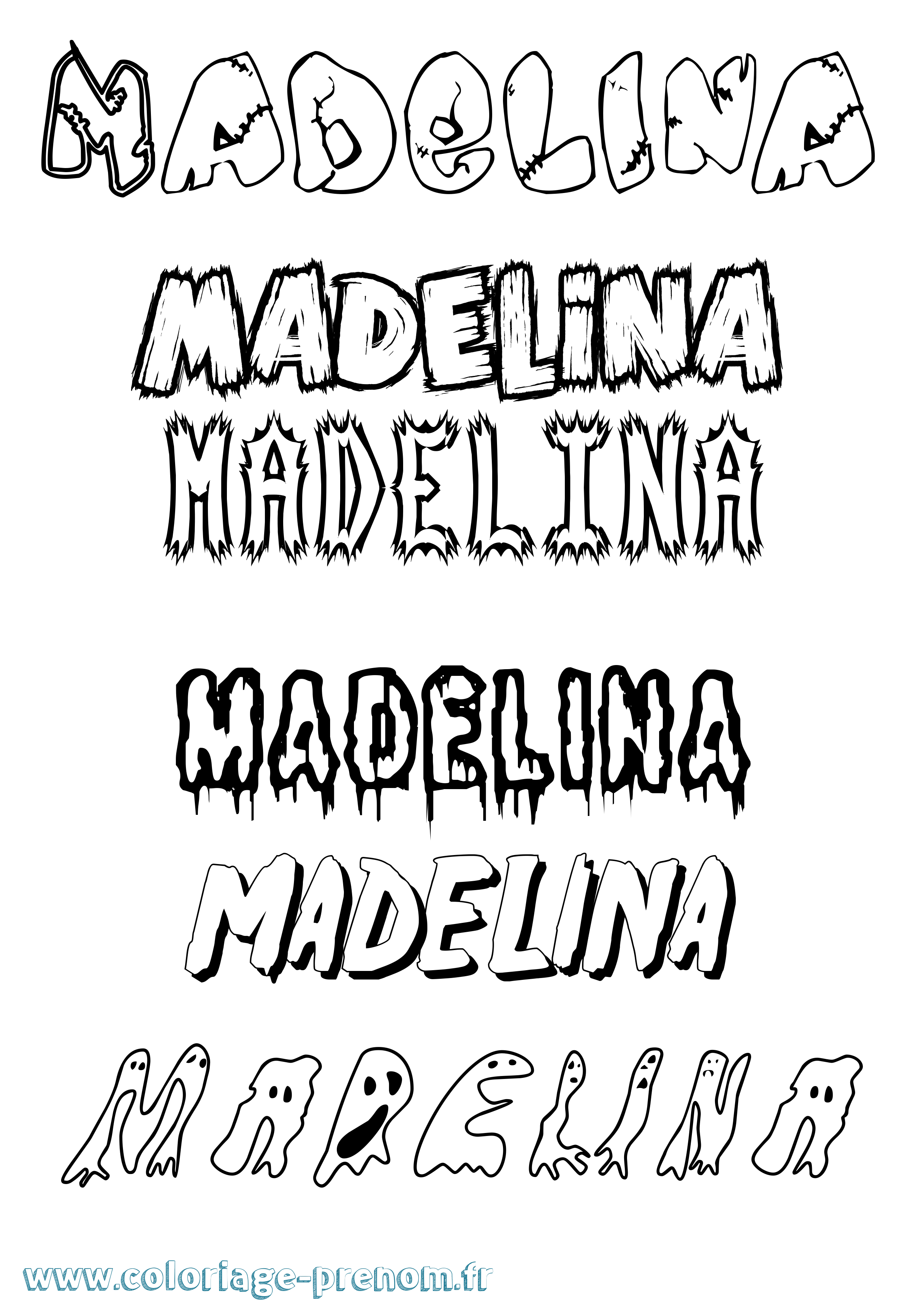Coloriage prénom Madelina Frisson
