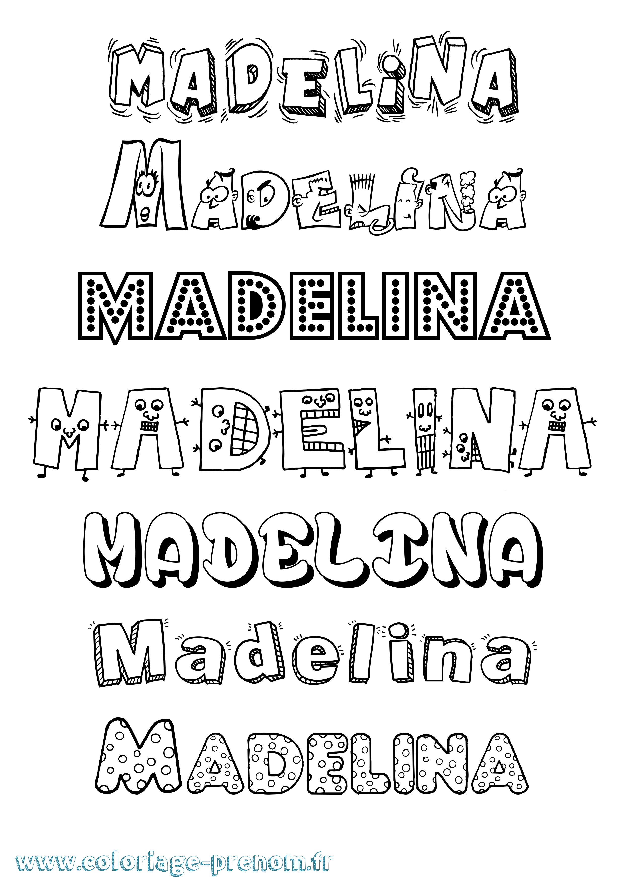 Coloriage prénom Madelina Fun