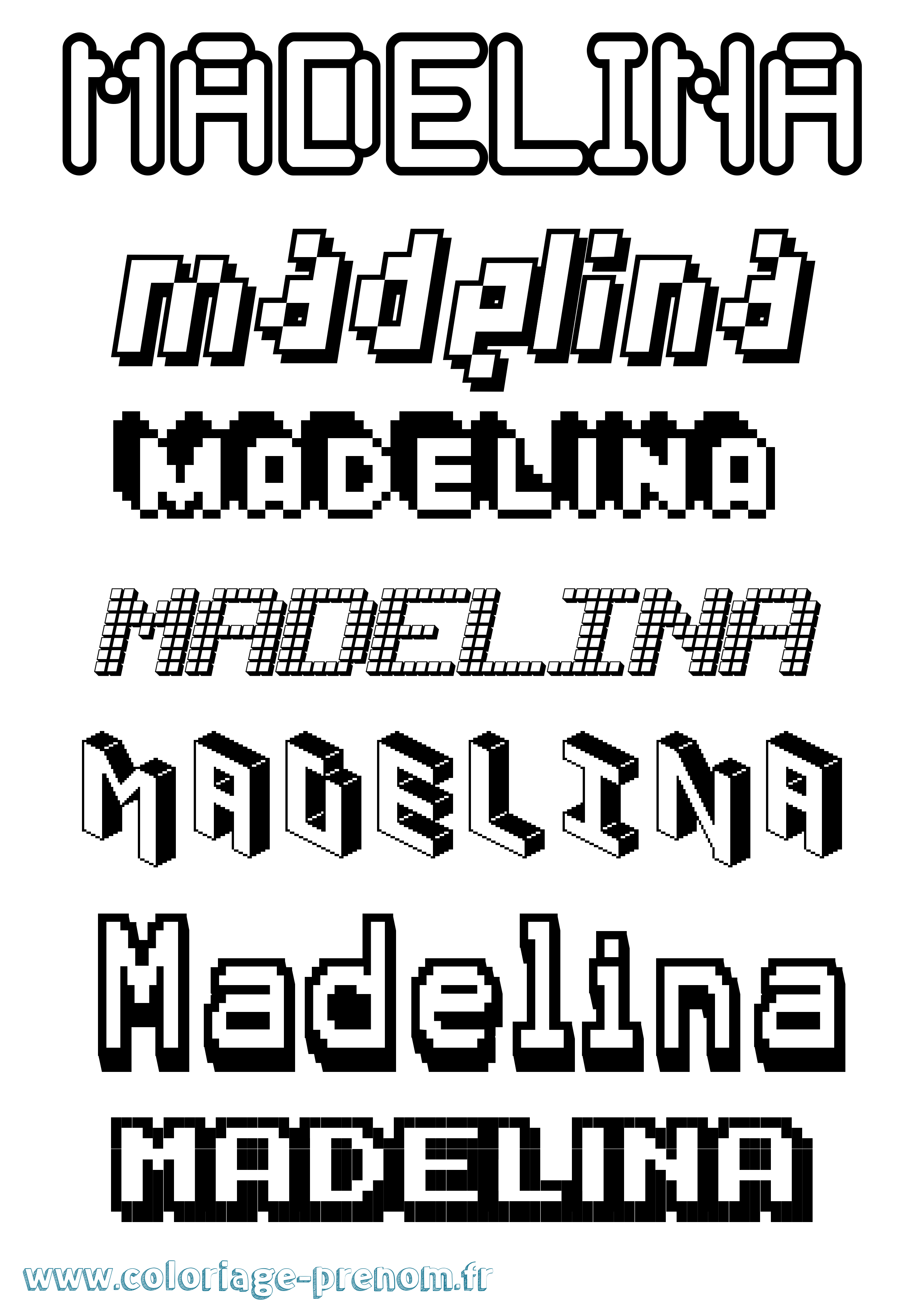 Coloriage prénom Madelina Pixel