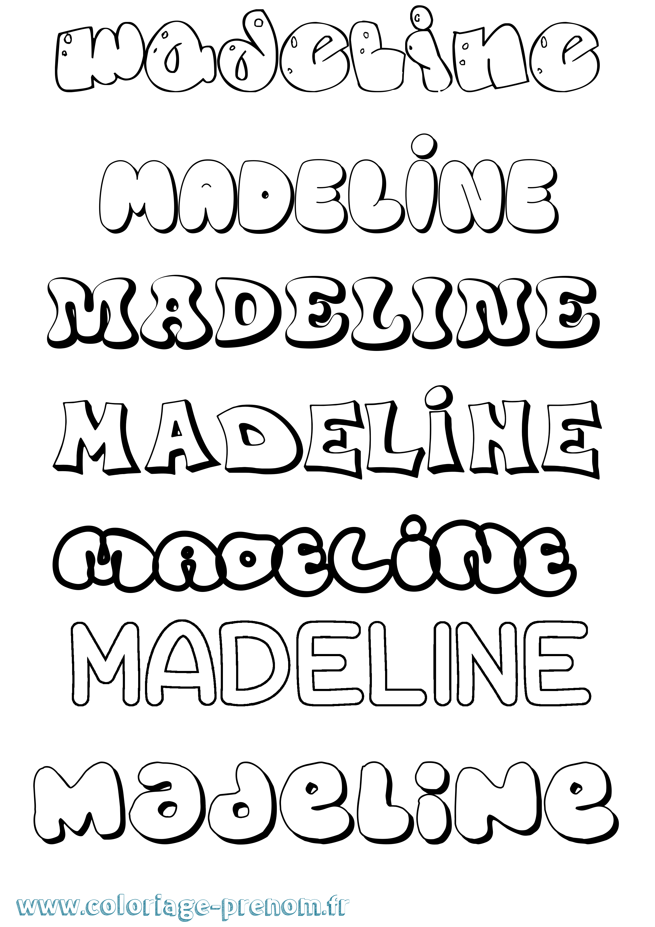 Coloriage prénom Madeline Bubble