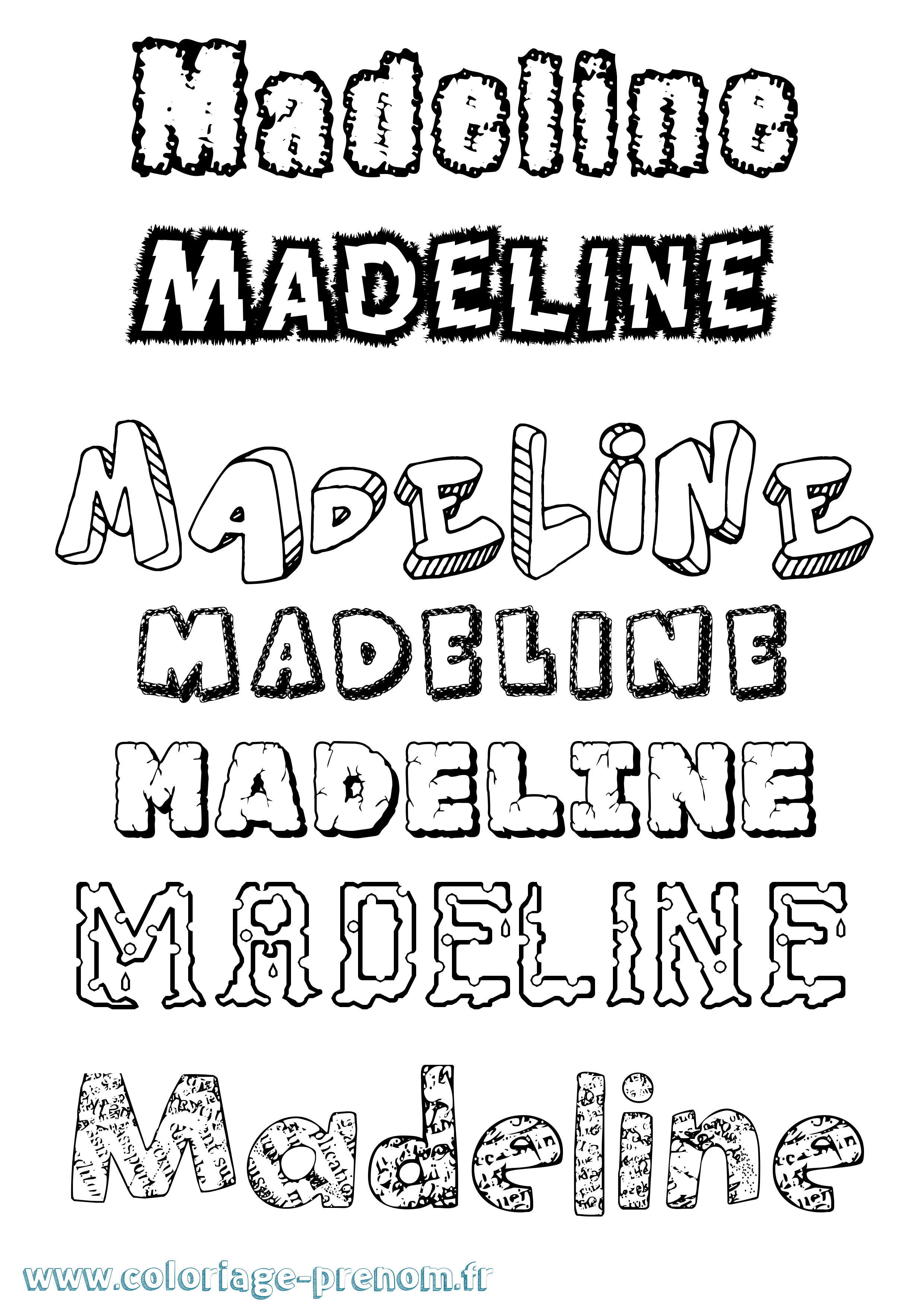 Coloriage Madeline Destructuré Coloriage prénom Madeline Destructuré