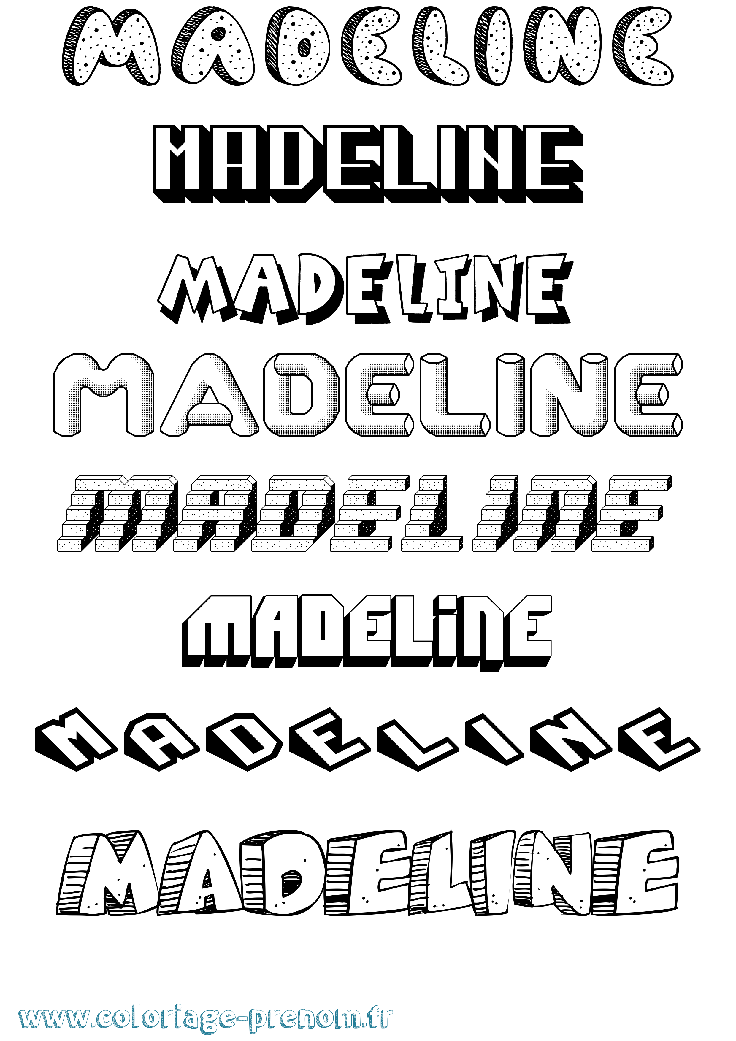 Coloriage Madeline Effet 3D Coloriage prénom Madeline Effet 3D