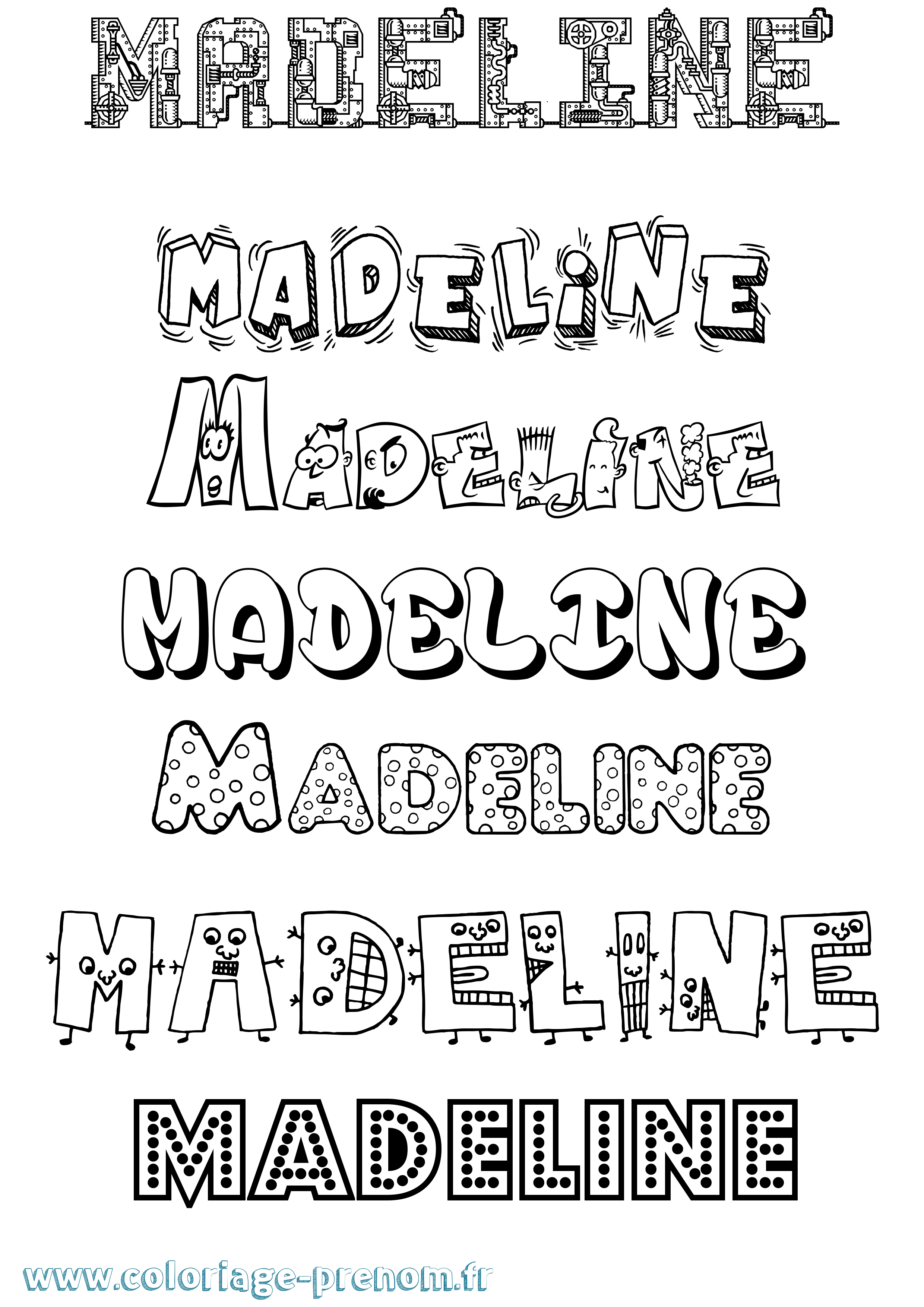 Coloriage prénom Madeline Fun